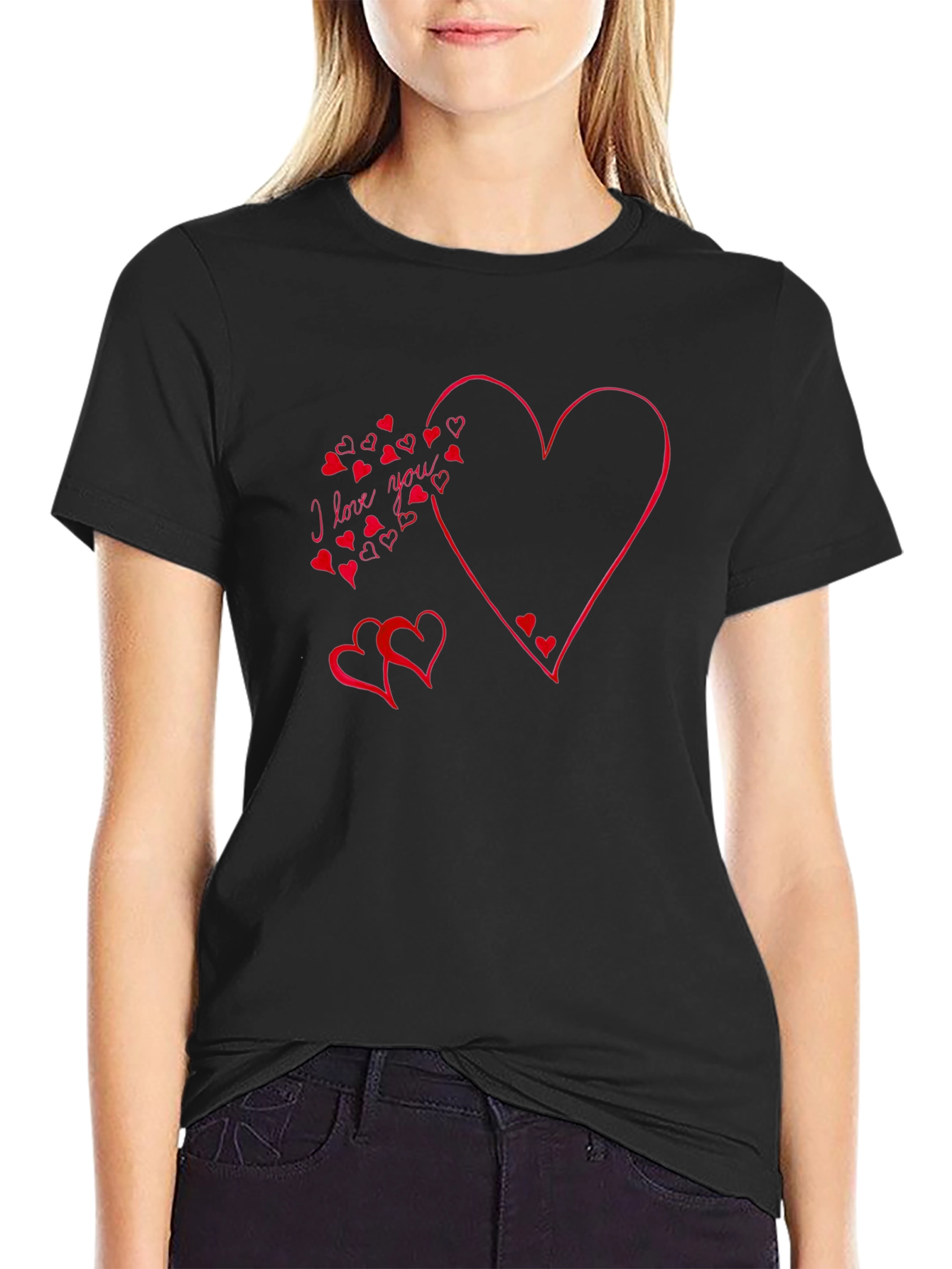 I Love You Heart T-Shirt - Black