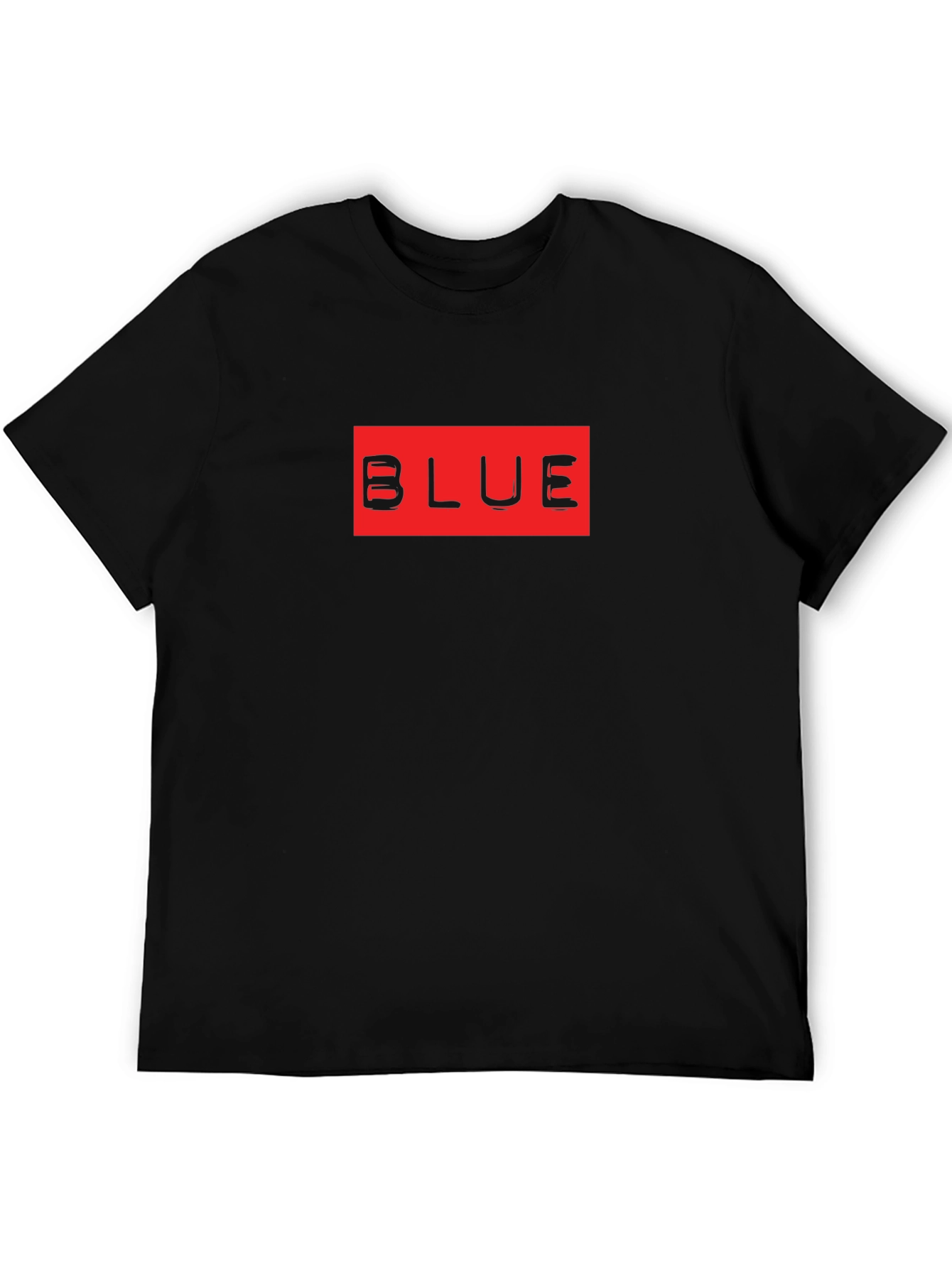 Black T-Shirt with Red BLUE Graphic
