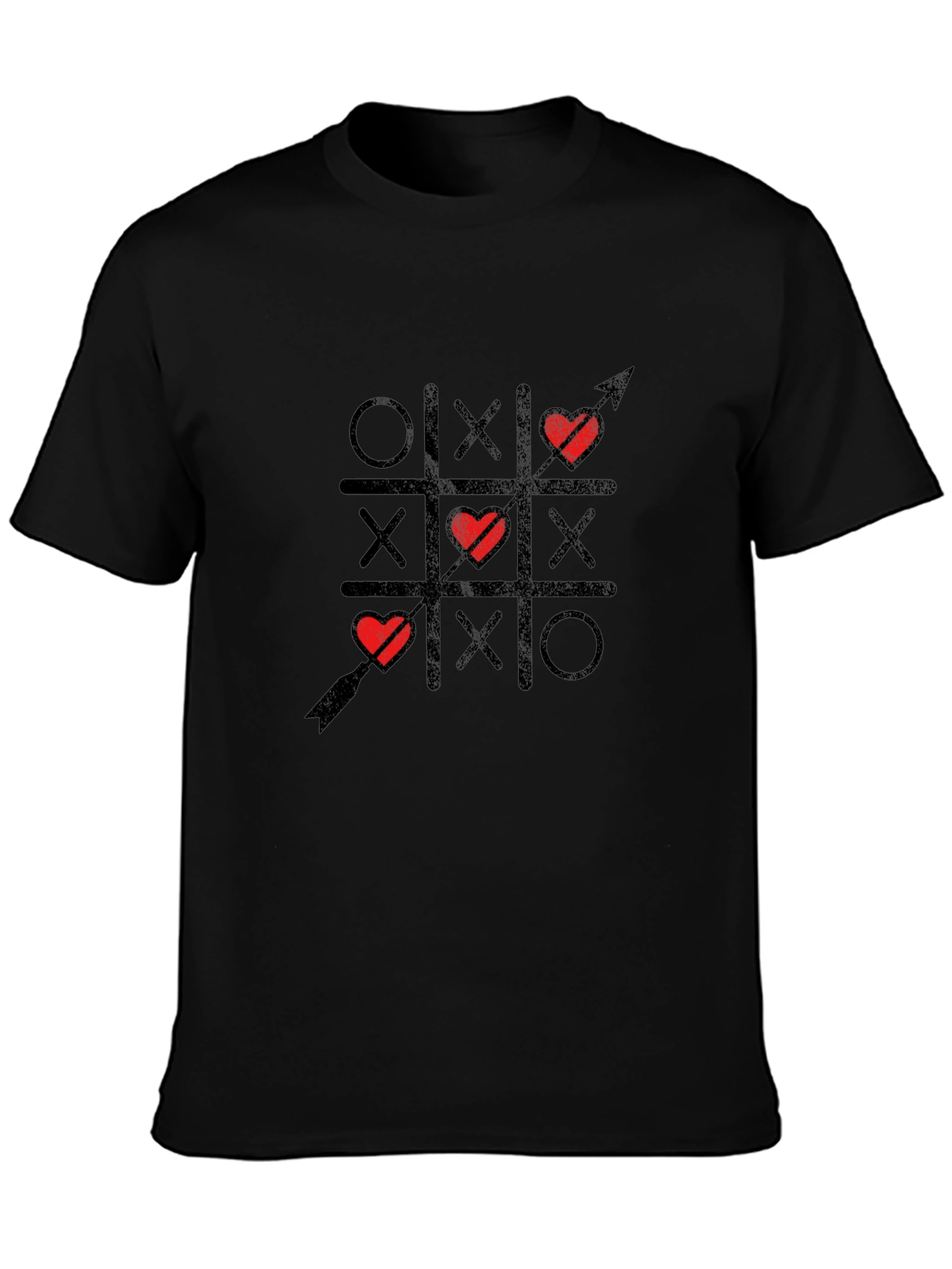 Tic Tac Toe Love Arrow Black T-Shirt