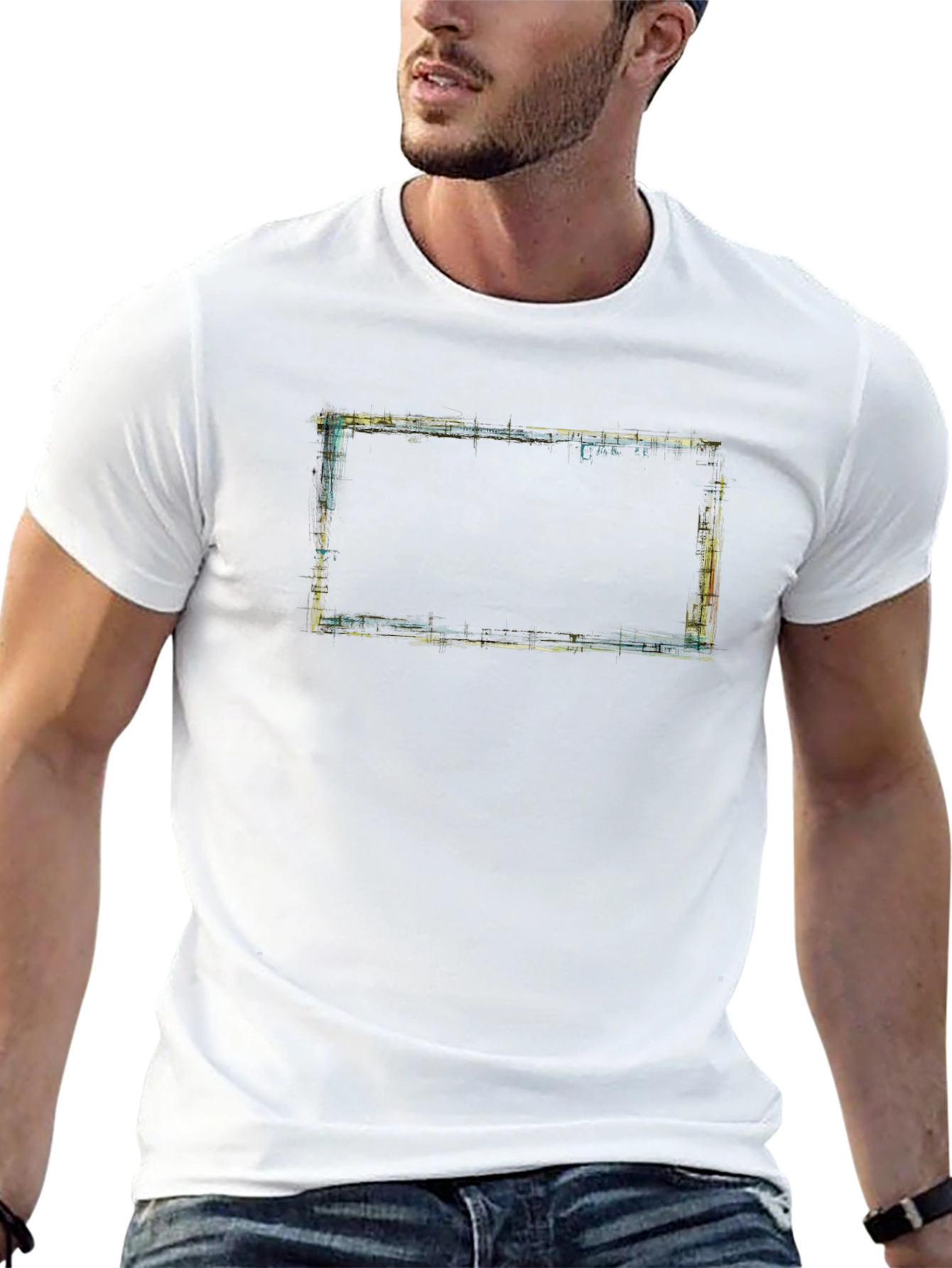 Abstract Framed Graphic Tee - Modern Artistic Design