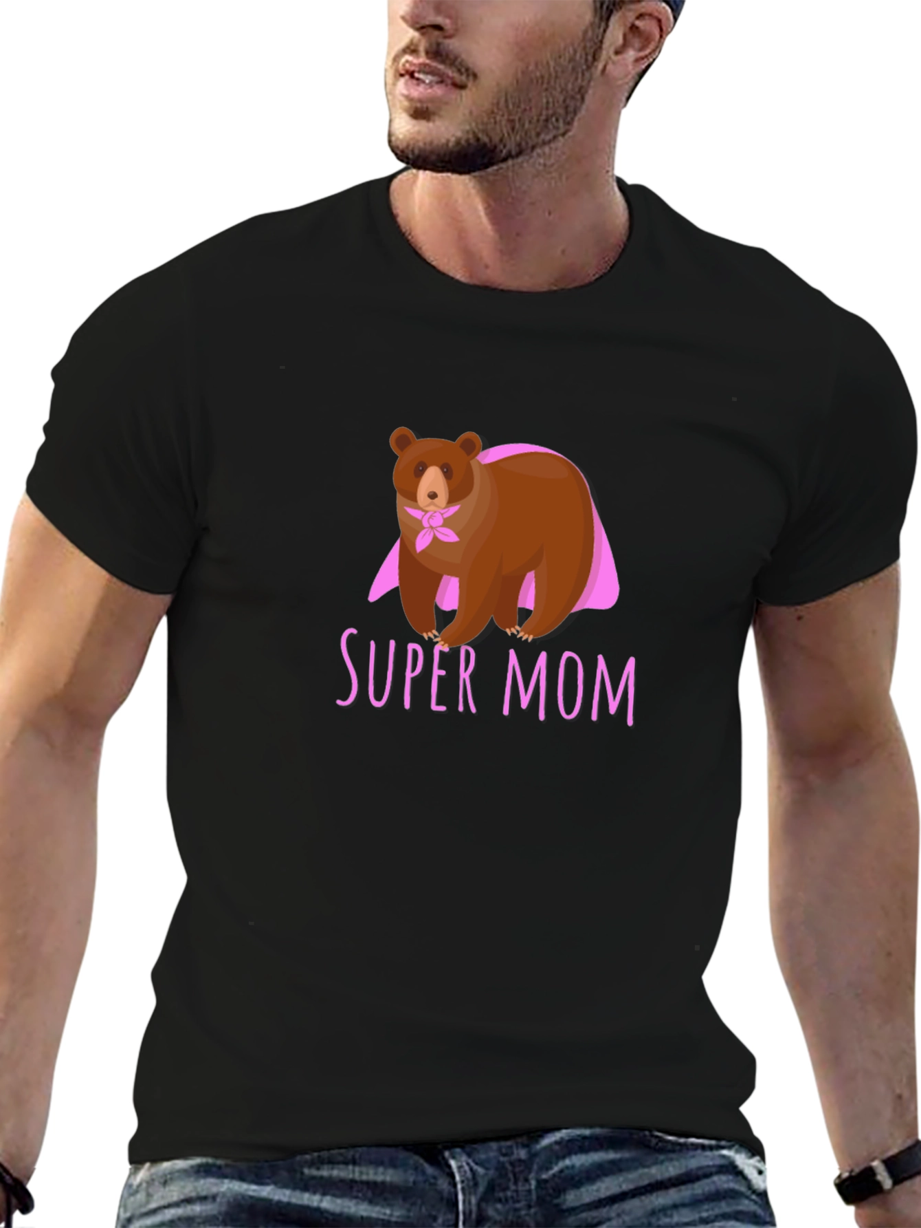 Super Mom Bear Graphic T-Shirt