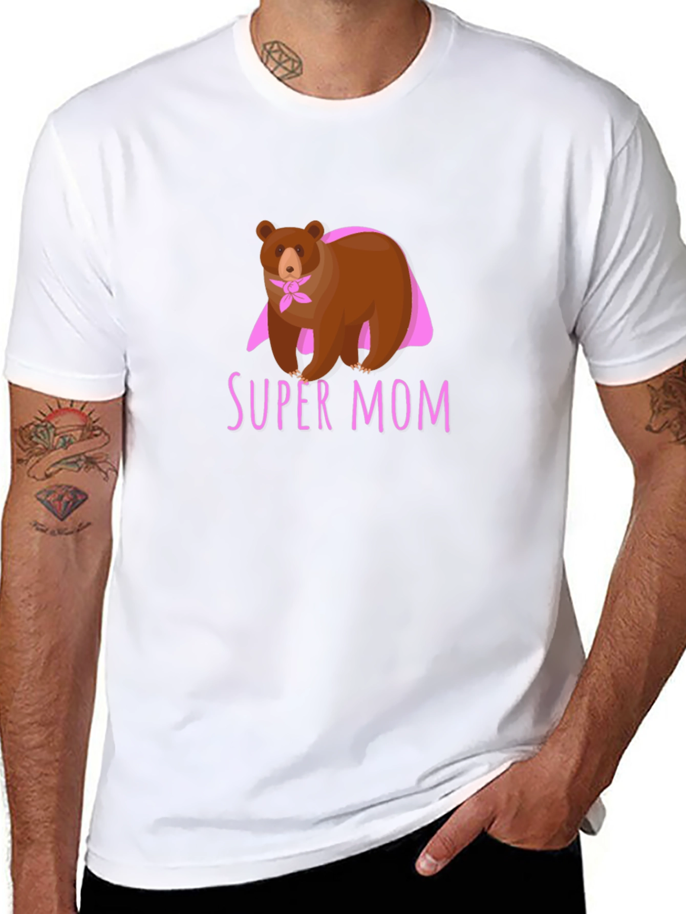 Super Mom Bear Graphic T-Shirt