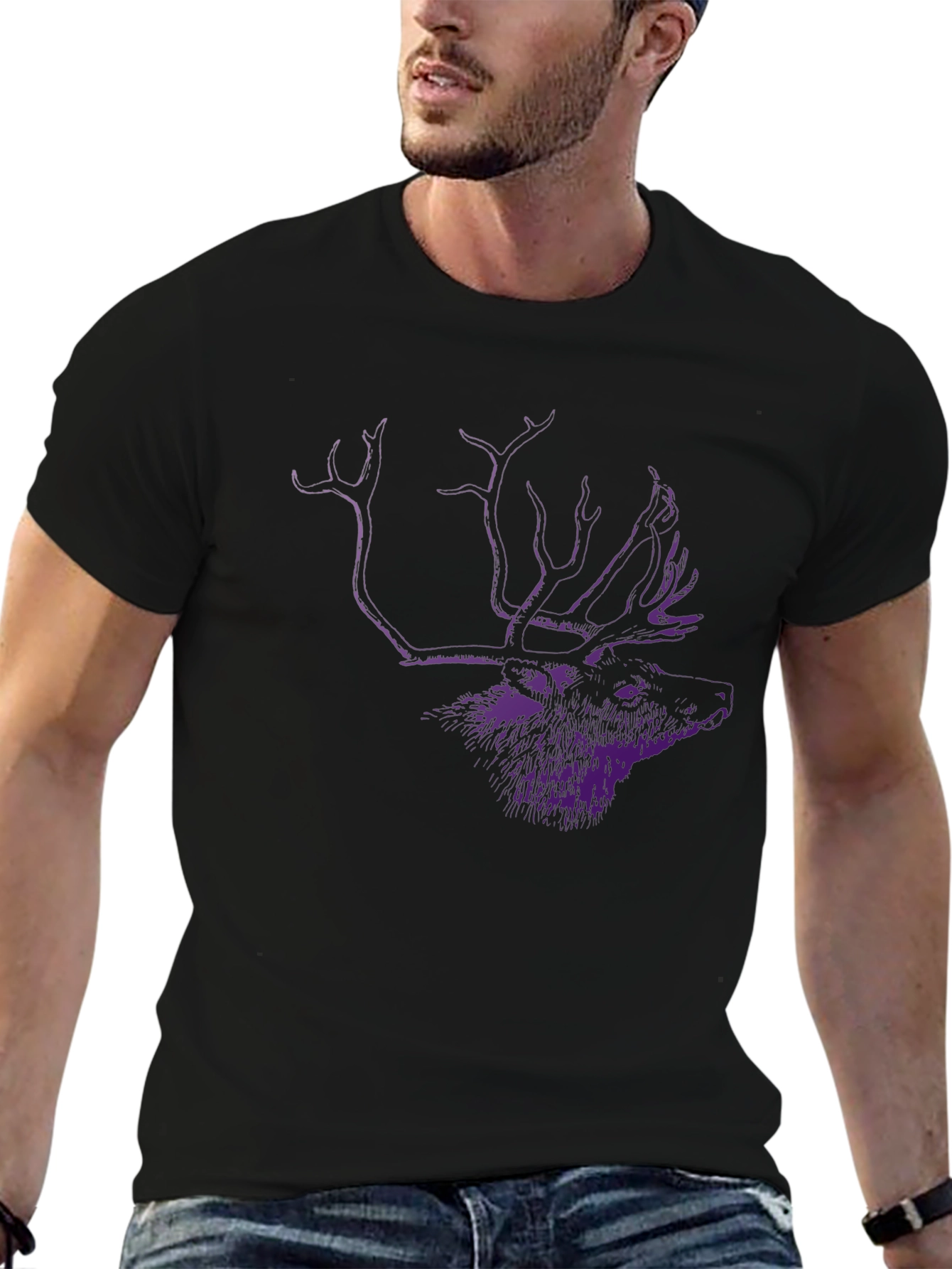 Black Deer Graphic Tee - Casual Style