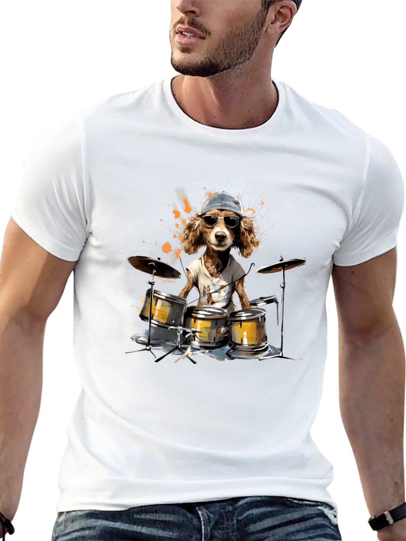 Dog Drummer T-Shirt - Cool Canine Beats!