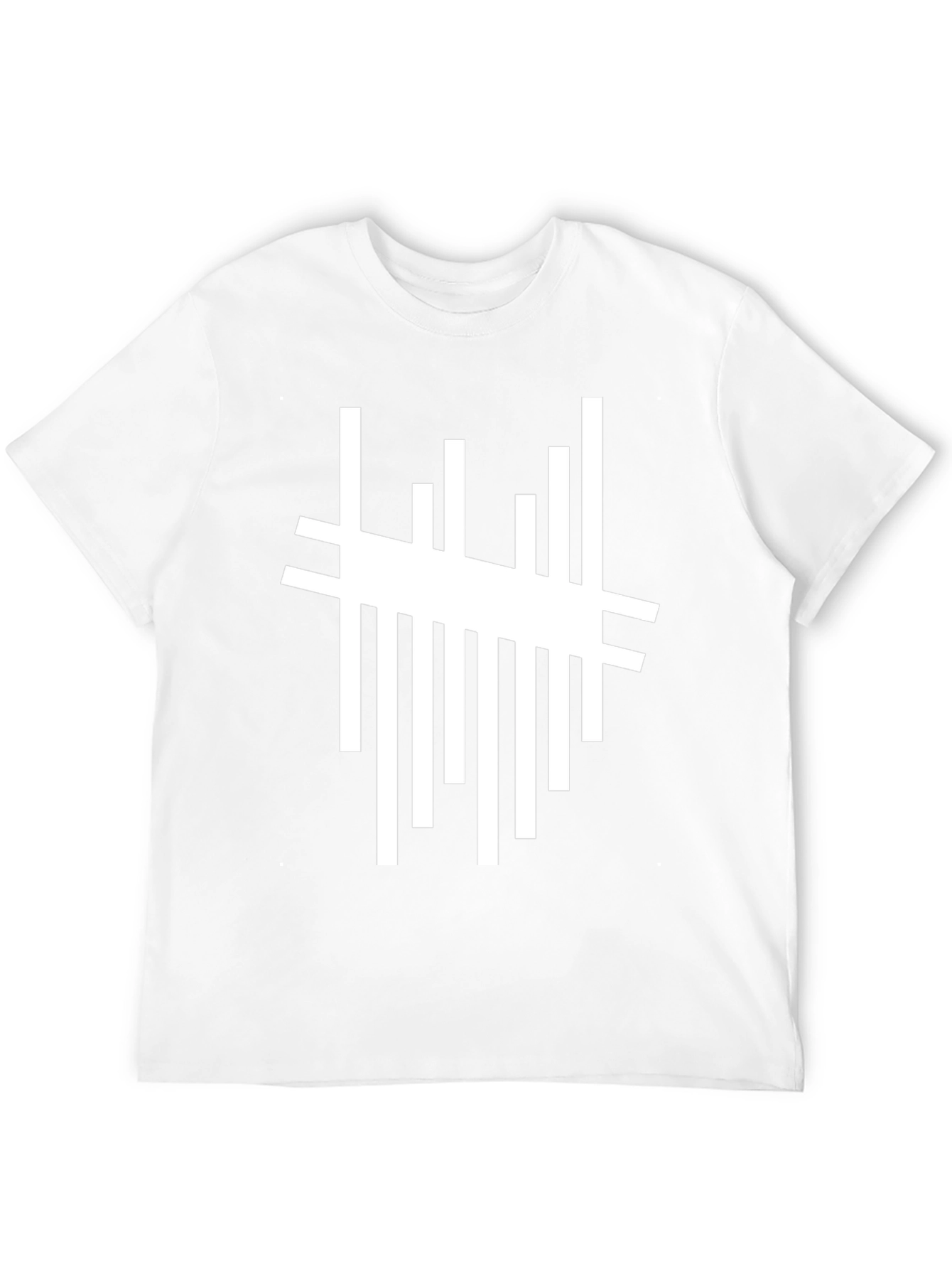 Abstract White Line Graphic Black T-Shirt