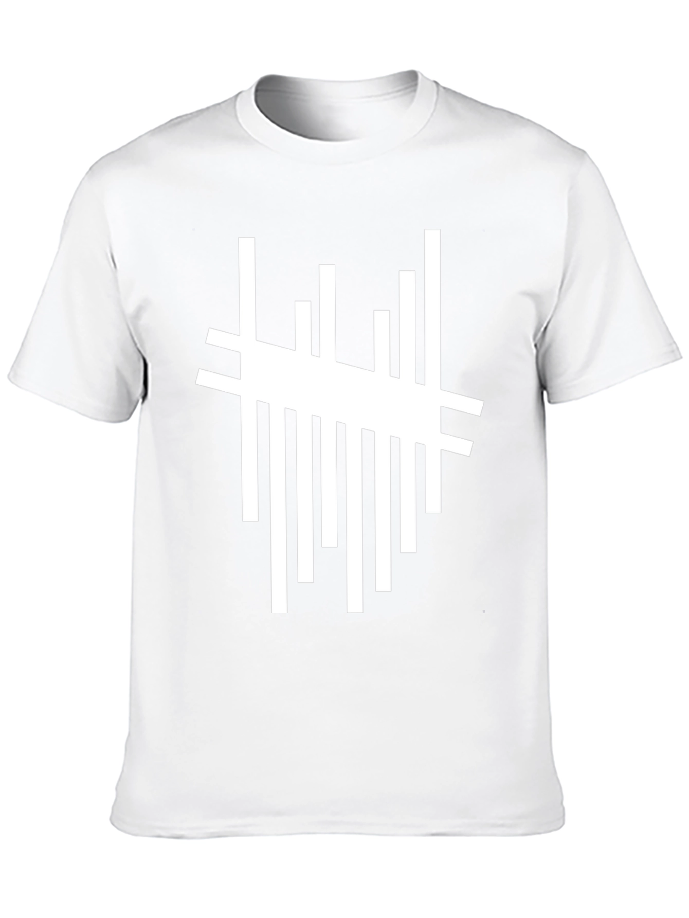 Abstract White Line Graphic Black T-Shirt