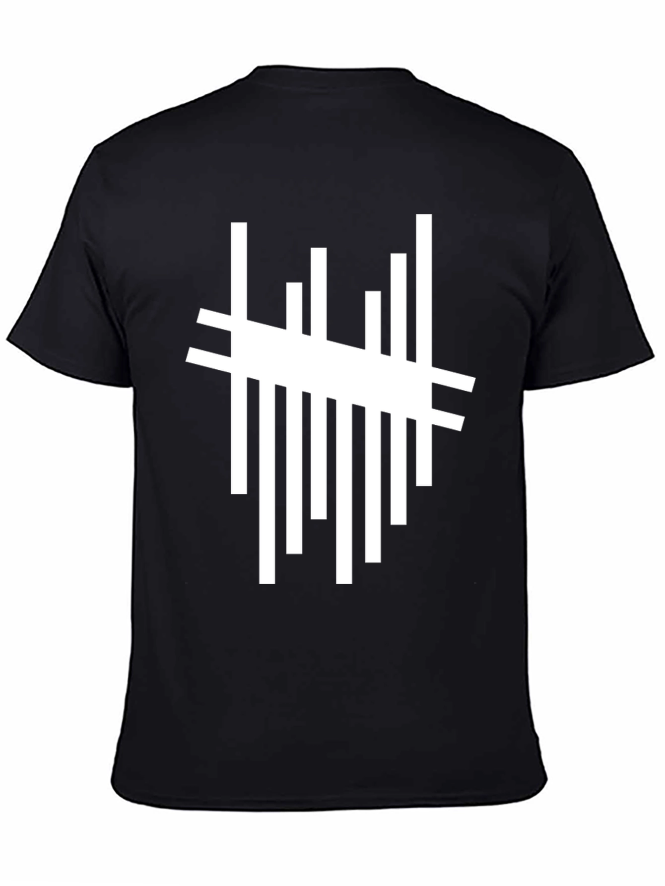 Abstract White Line Graphic Black T-Shirt