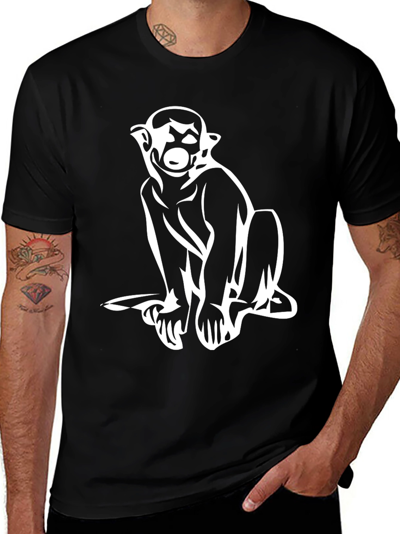 Monkey Graphic Black T-Shirt - Cool Casual Wear