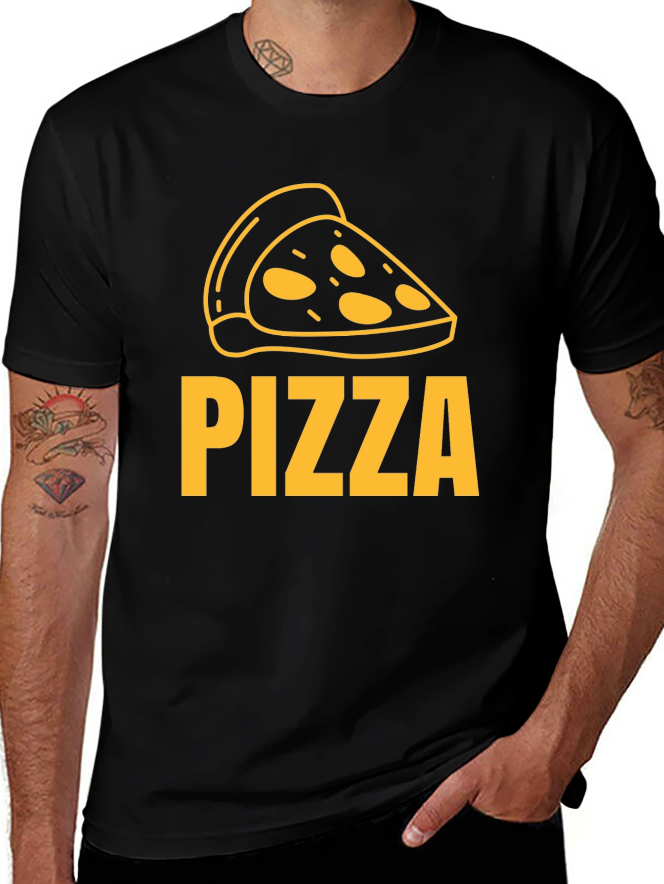 Pizza Lover Tee - Slice Graphic Mens Black T-Shirt