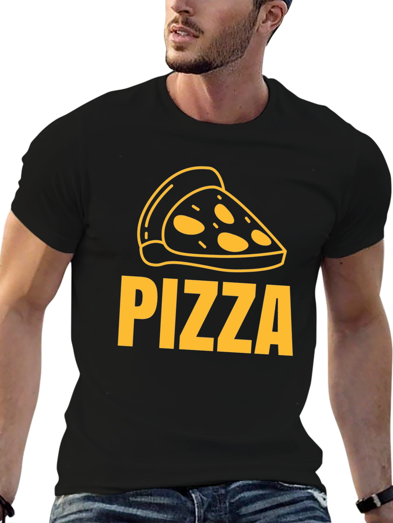 Pizza Lover Tee - Slice Graphic Mens Black T-Shirt