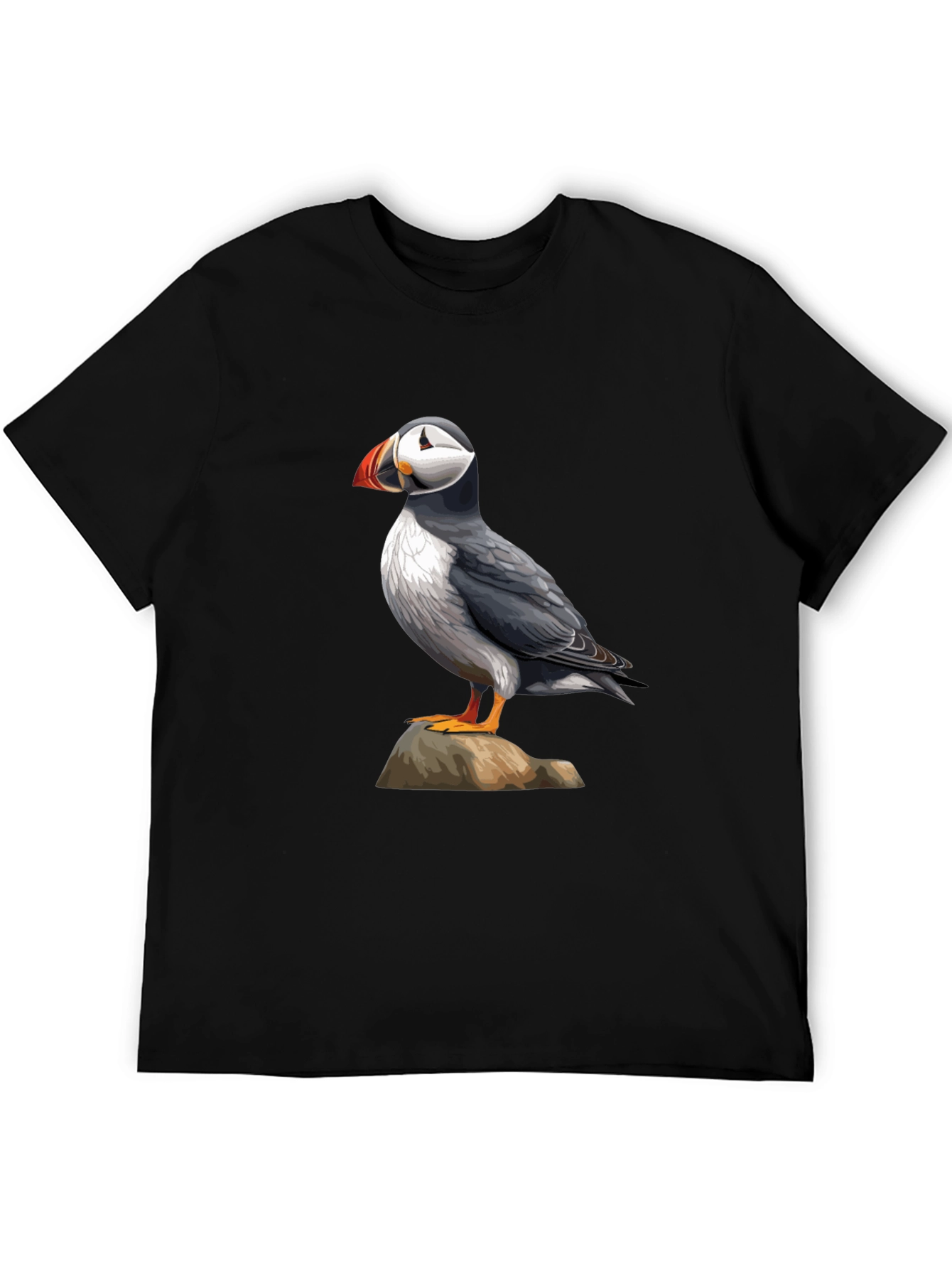 Puffin Bird Graphic T-Shirt - Black