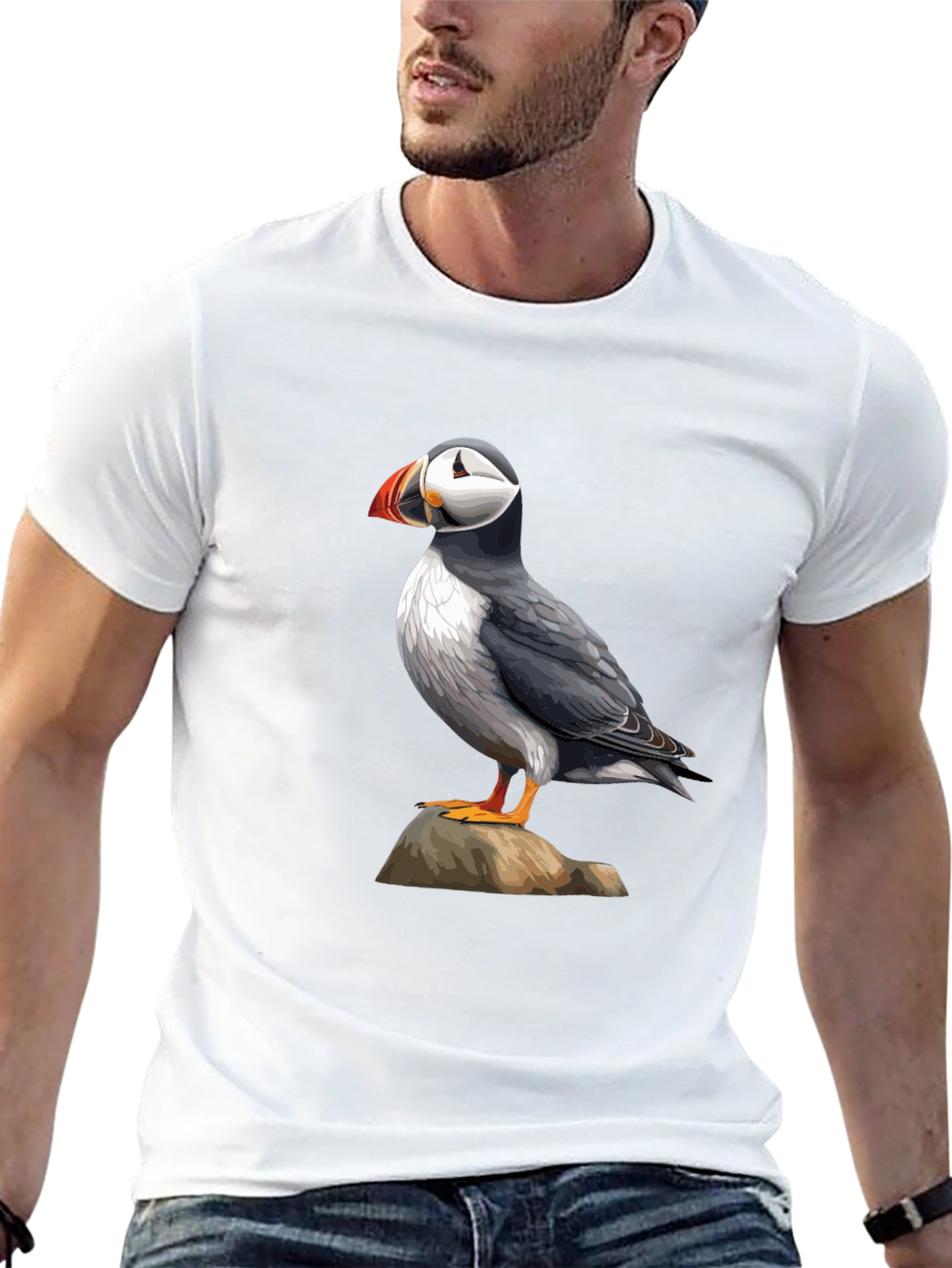 Puffin Bird Graphic T-Shirt - Black
