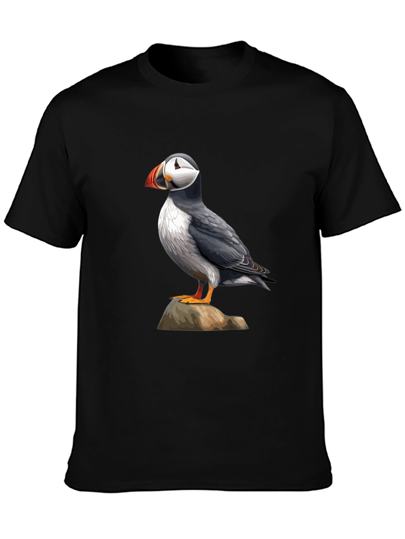 Puffin Bird Graphic T-Shirt - Black