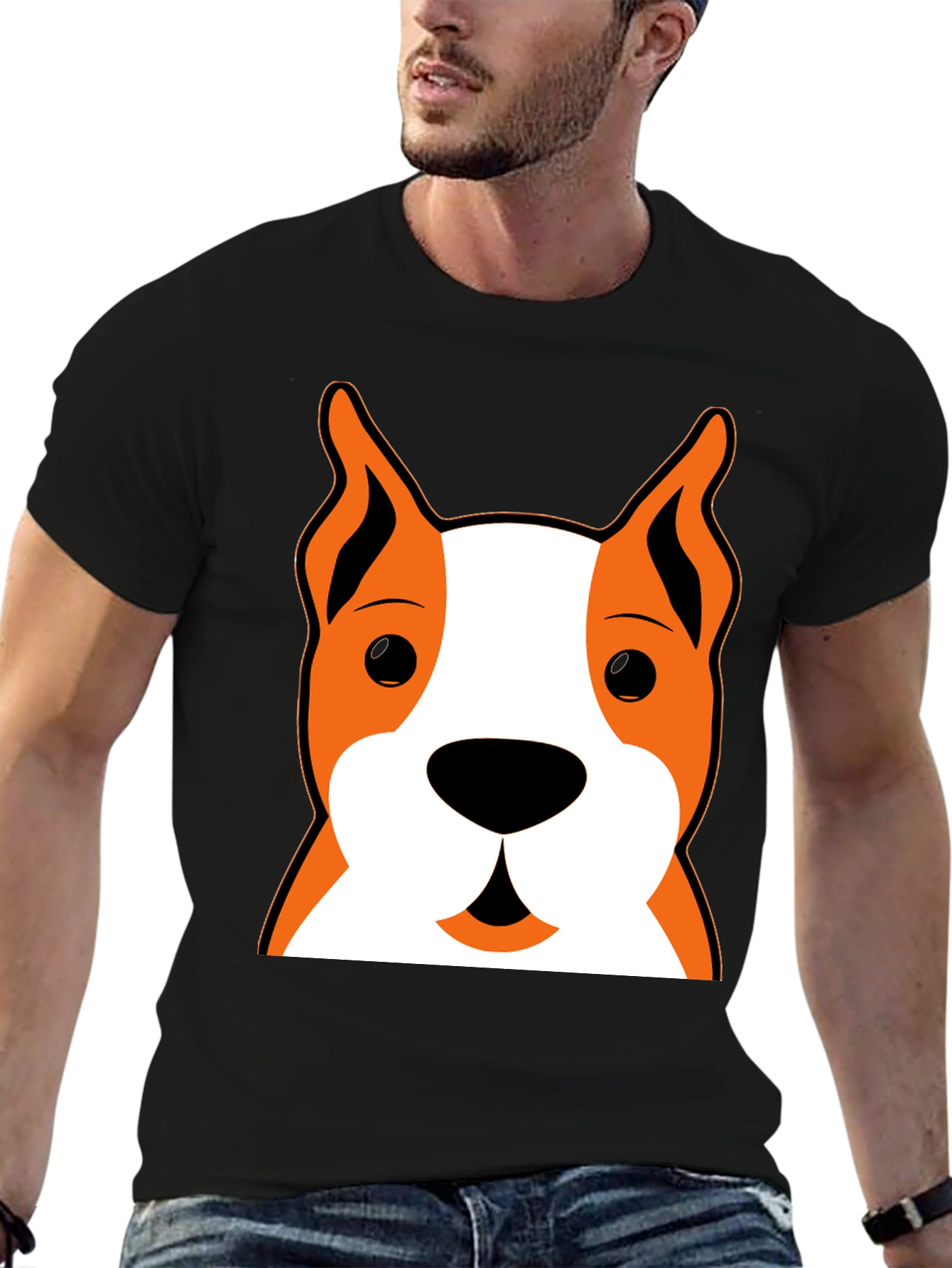 Dog Face Graphic Black T-Shirt