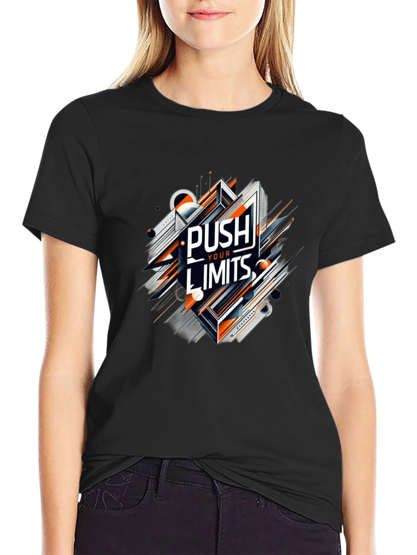 Push Your Limits Graphic Tee - Black Cotton T-Shirt