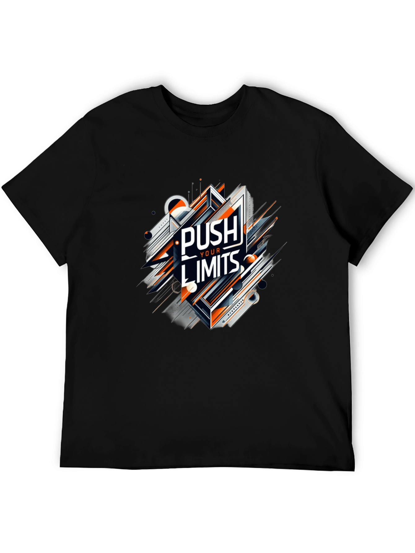 Push Your Limits Graphic Tee - Black Cotton T-Shirt