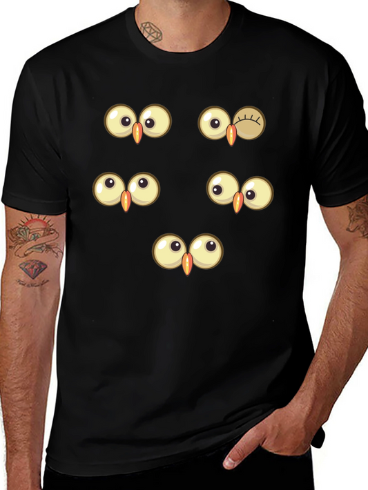 Funny Owl Eyes Graphic Tee - Black Cotton T-Shirt