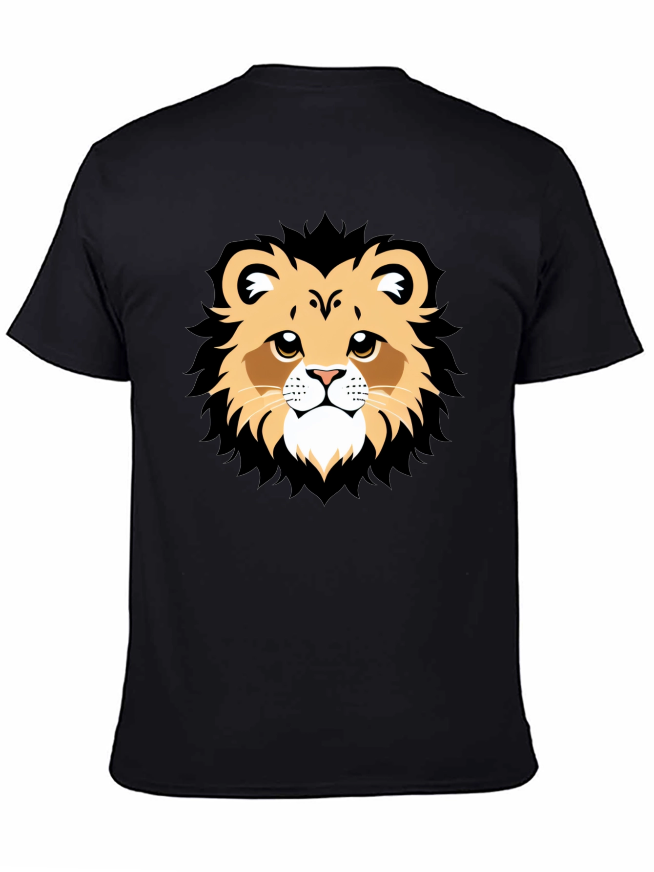 Lion Face Graphic Tee - Black Casual T-Shirt