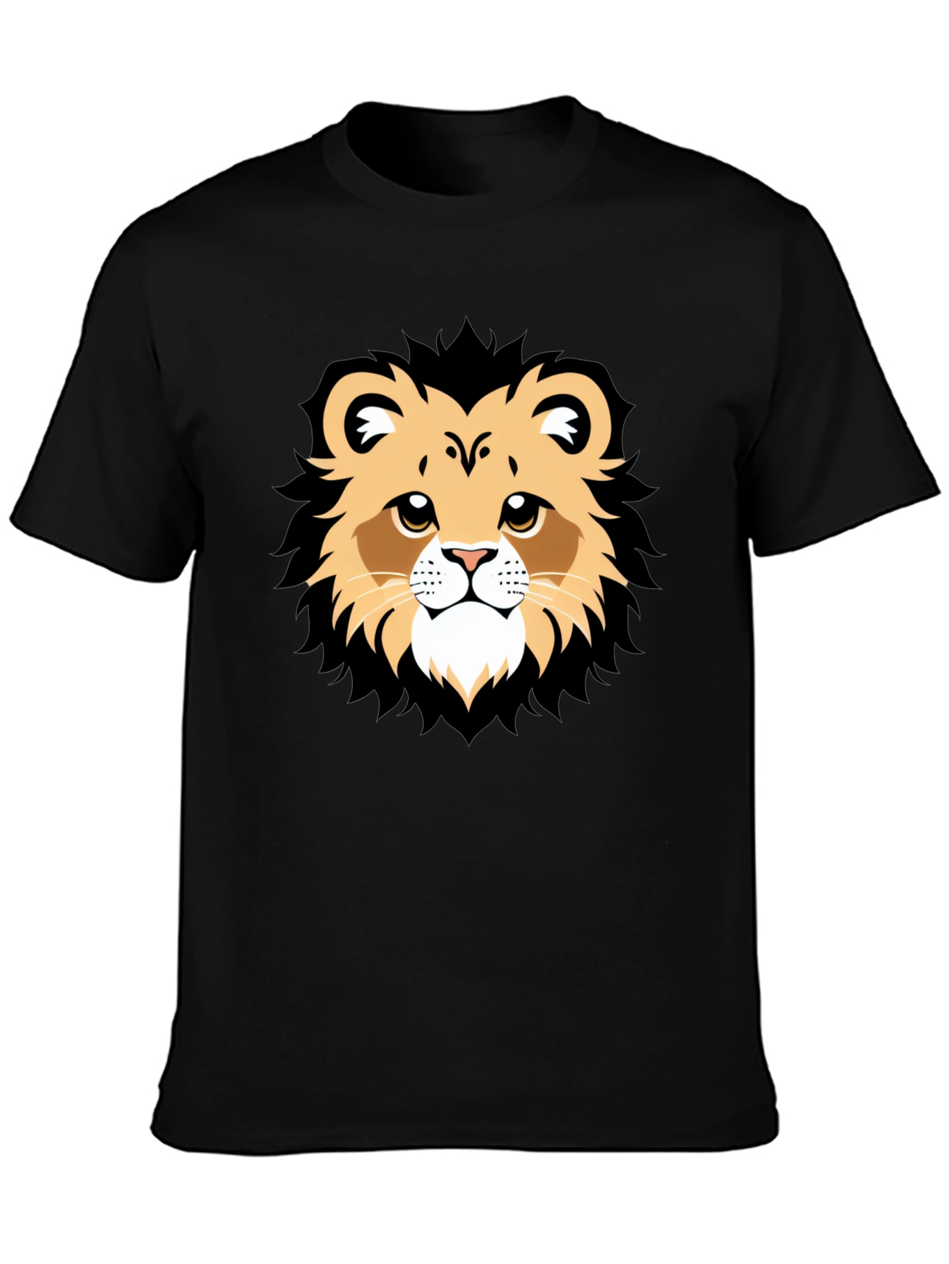 Lion Face Graphic Tee - Black Casual T-Shirt