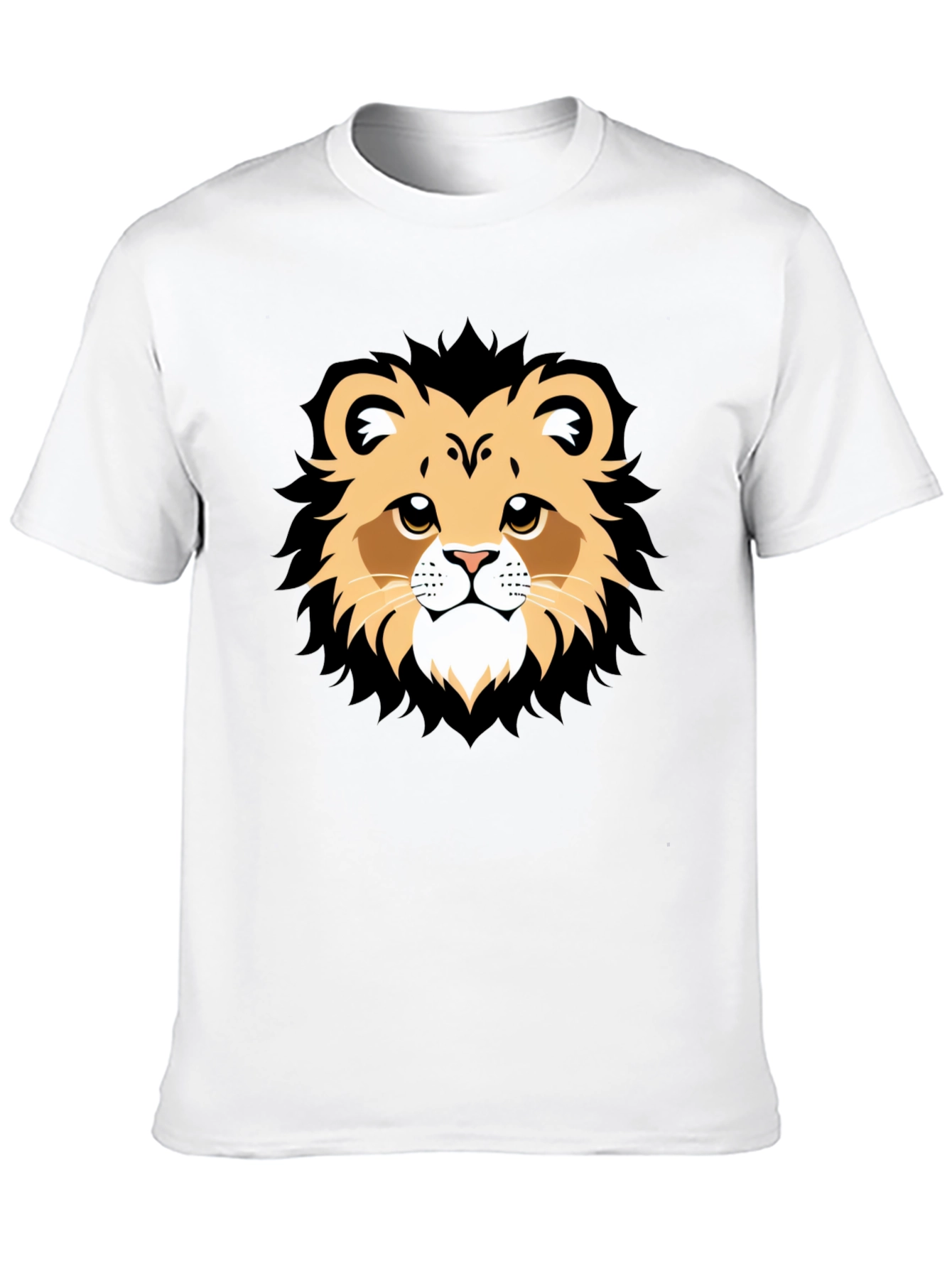 Lion Face Graphic Tee - Black Casual T-Shirt