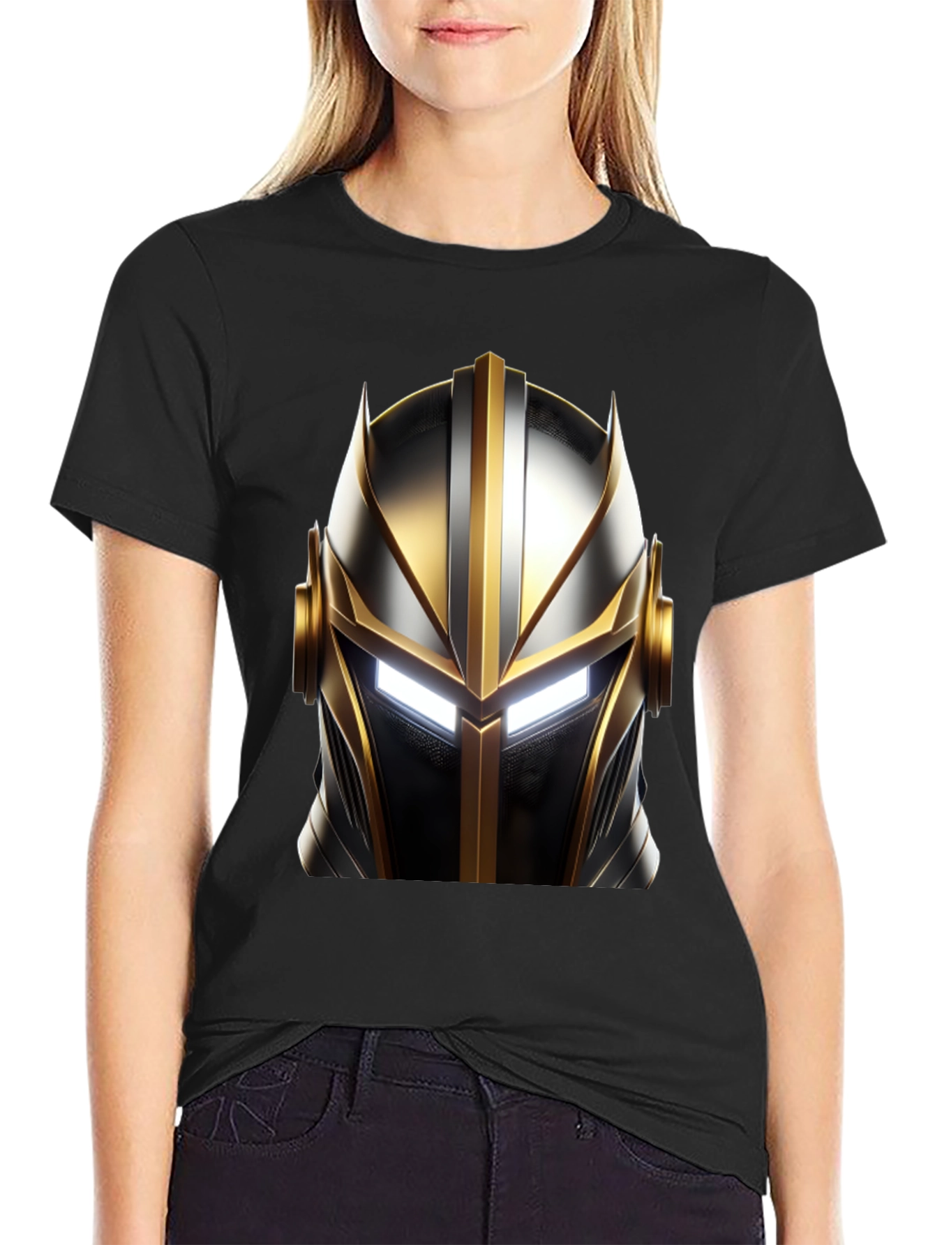 Knight Helmet Graphic Black T-Shirt