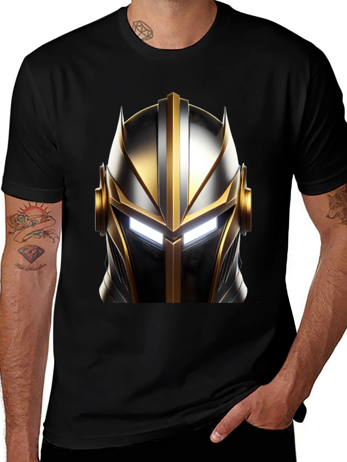 Knight Helmet Graphic Black T-Shirt