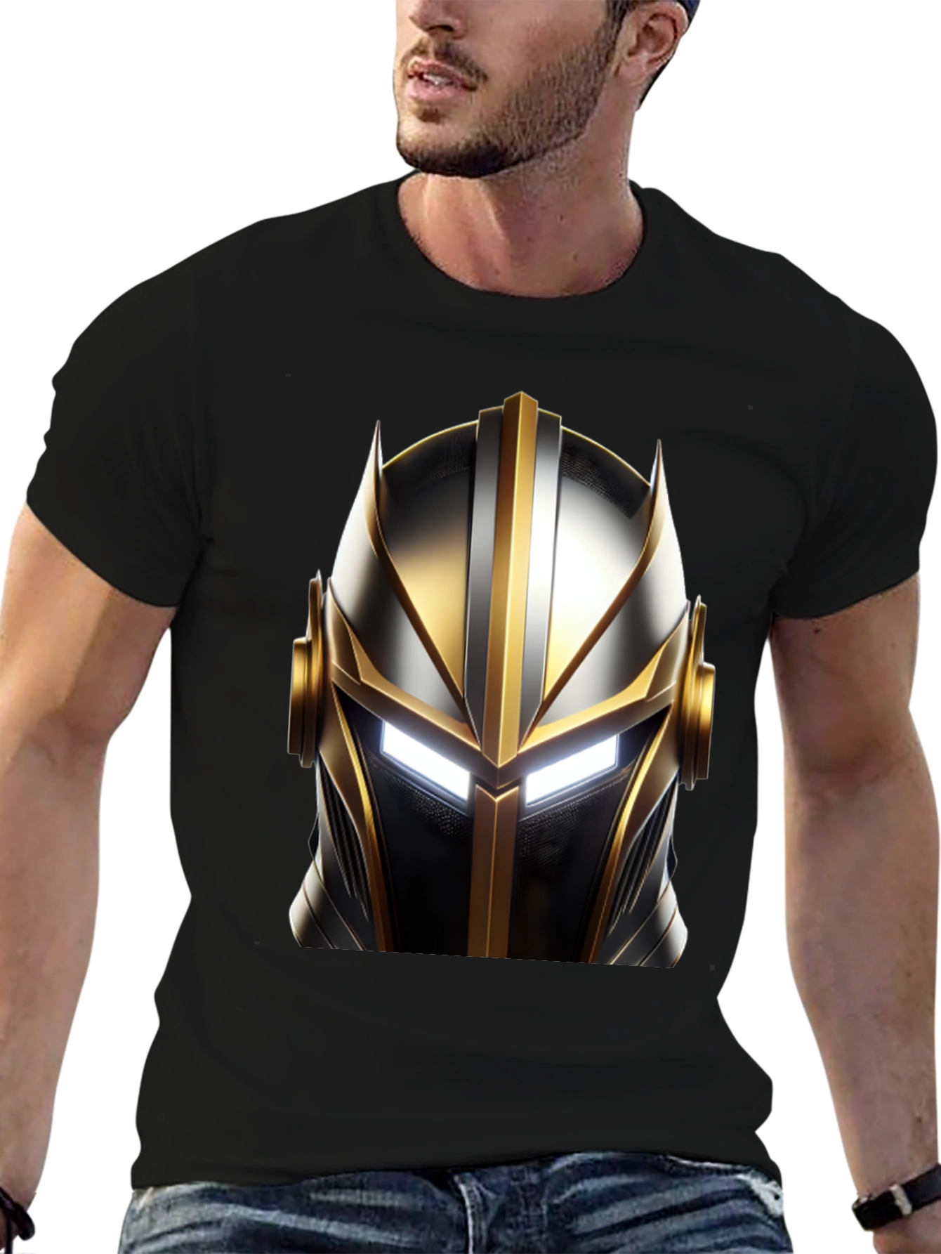 Knight Helmet Graphic Black T-Shirt