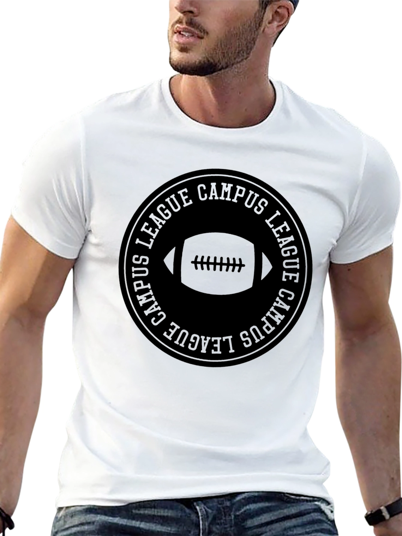 Campus League Football Black T-Shirt