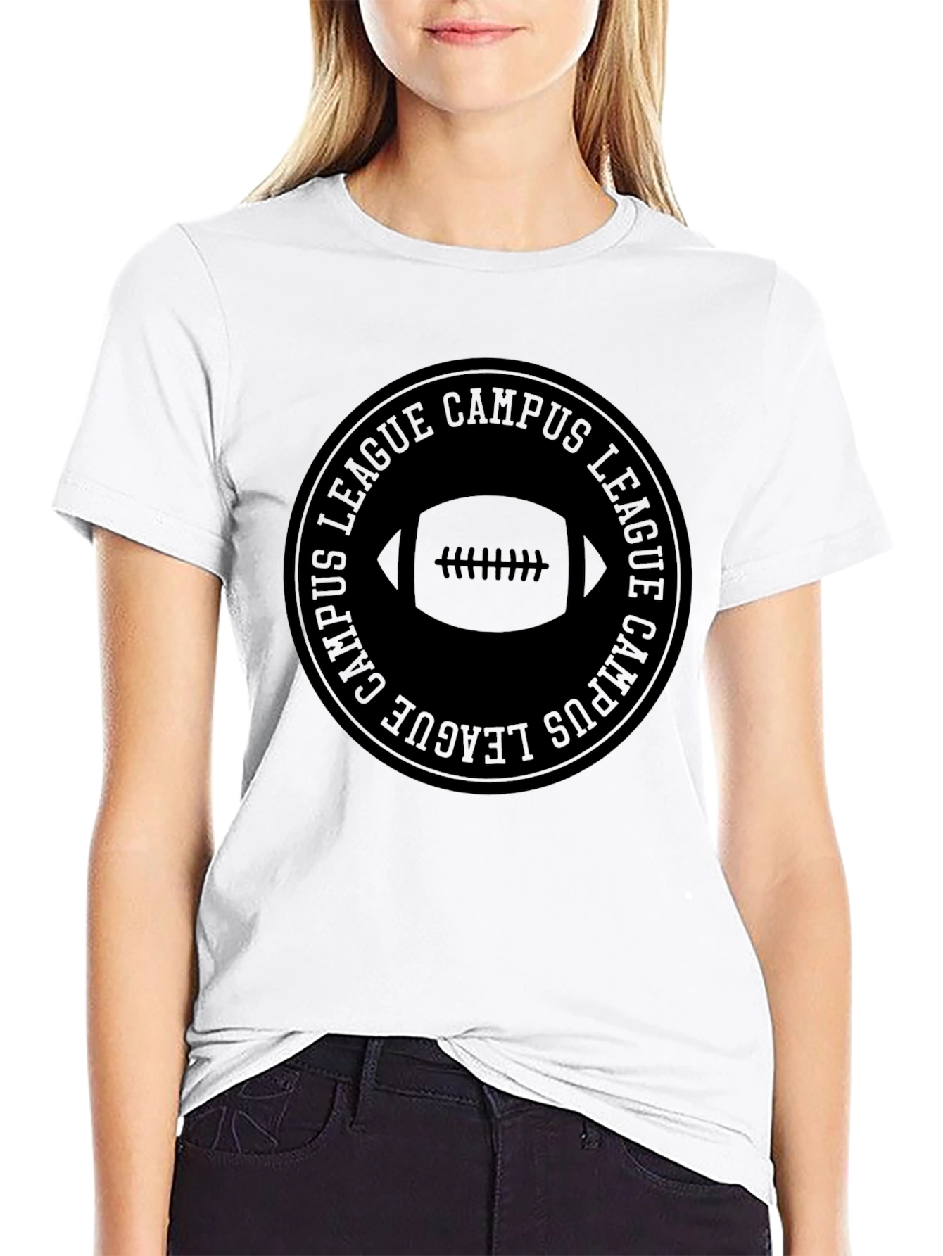 Campus League Football Black T-Shirt