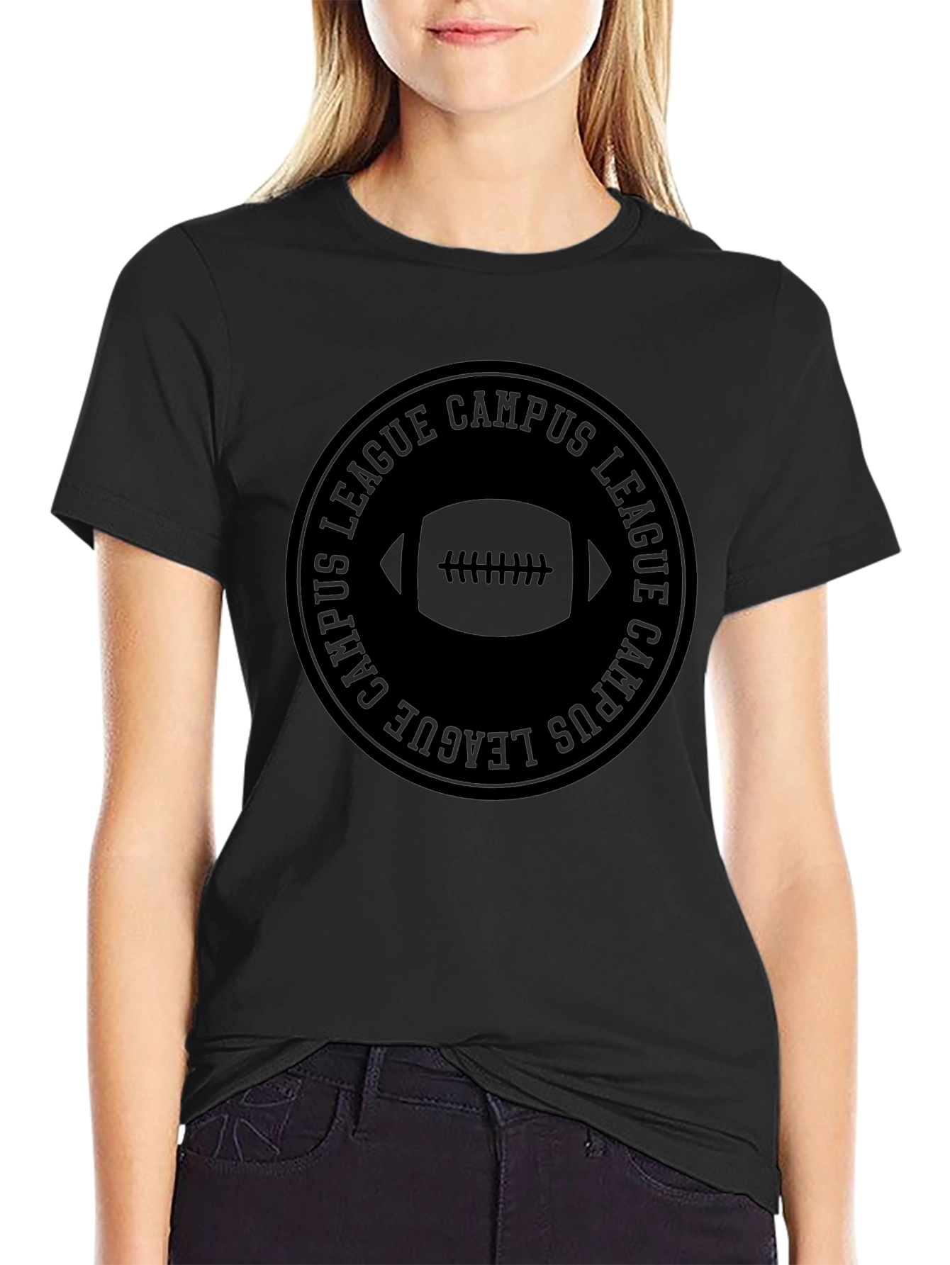 Campus League Football Black T-Shirt