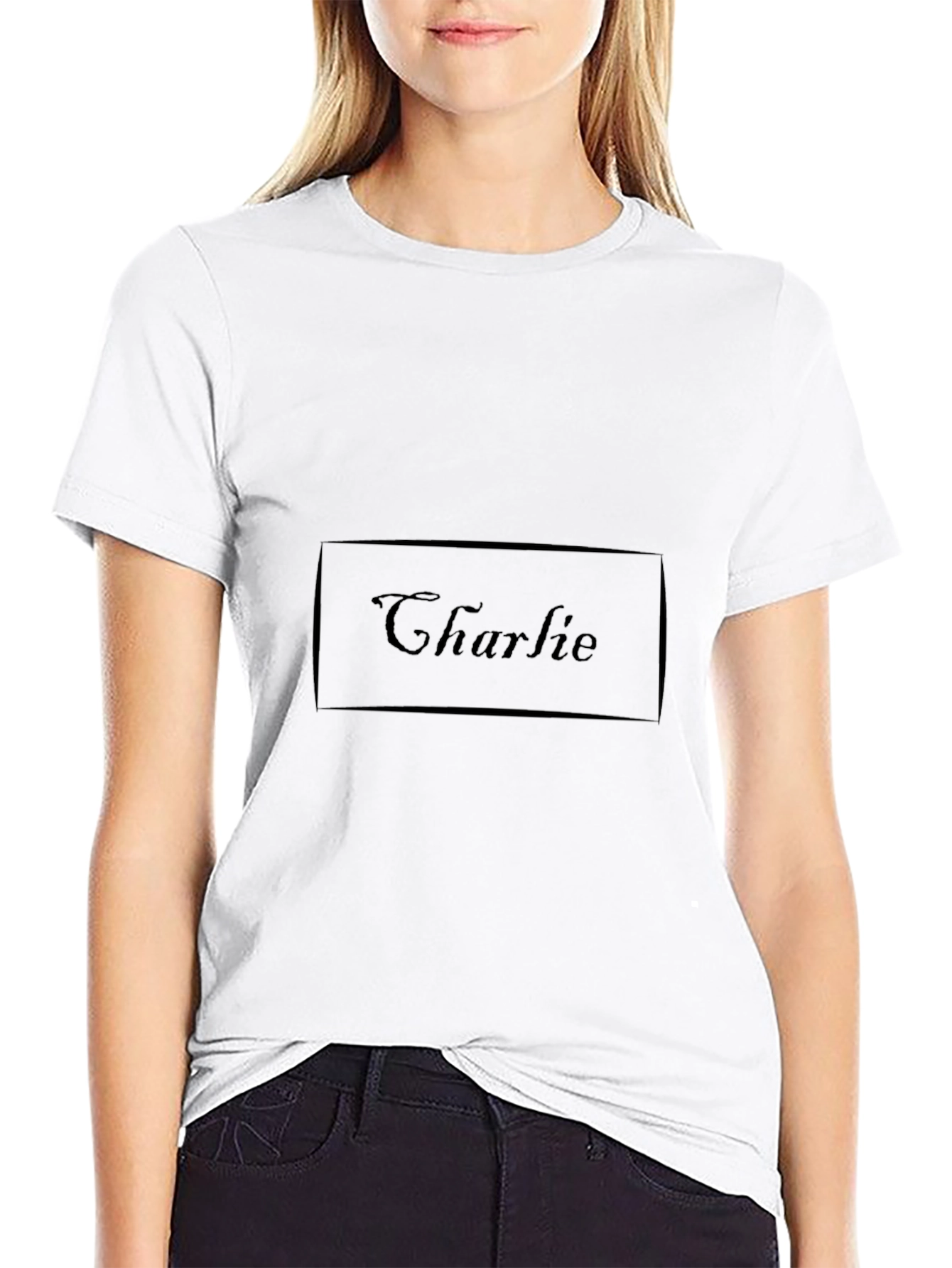 Mens Black Charlie Graphic Tee - Classic Style