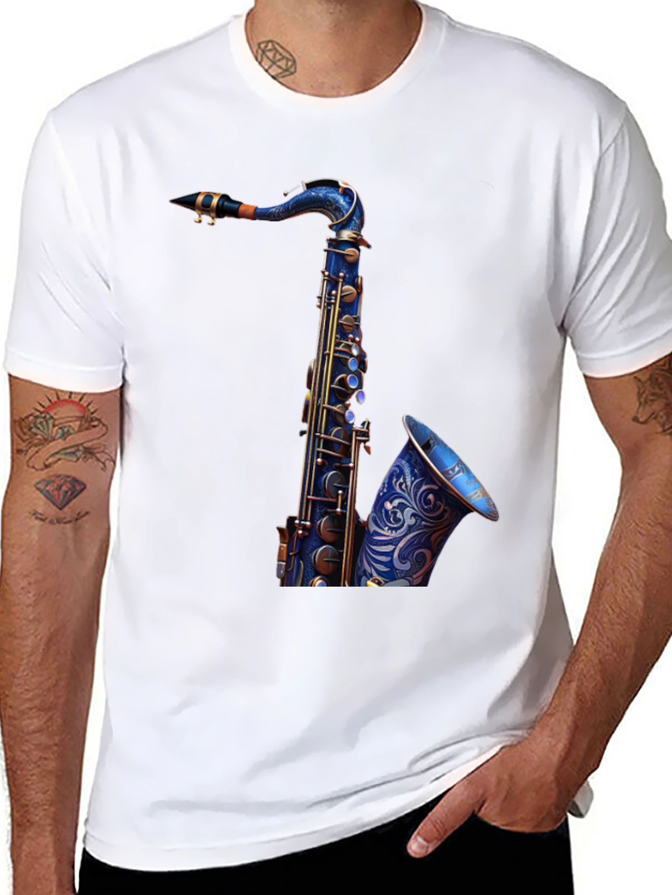 Saxophone Graphic Tee - Cool Musician Shirt