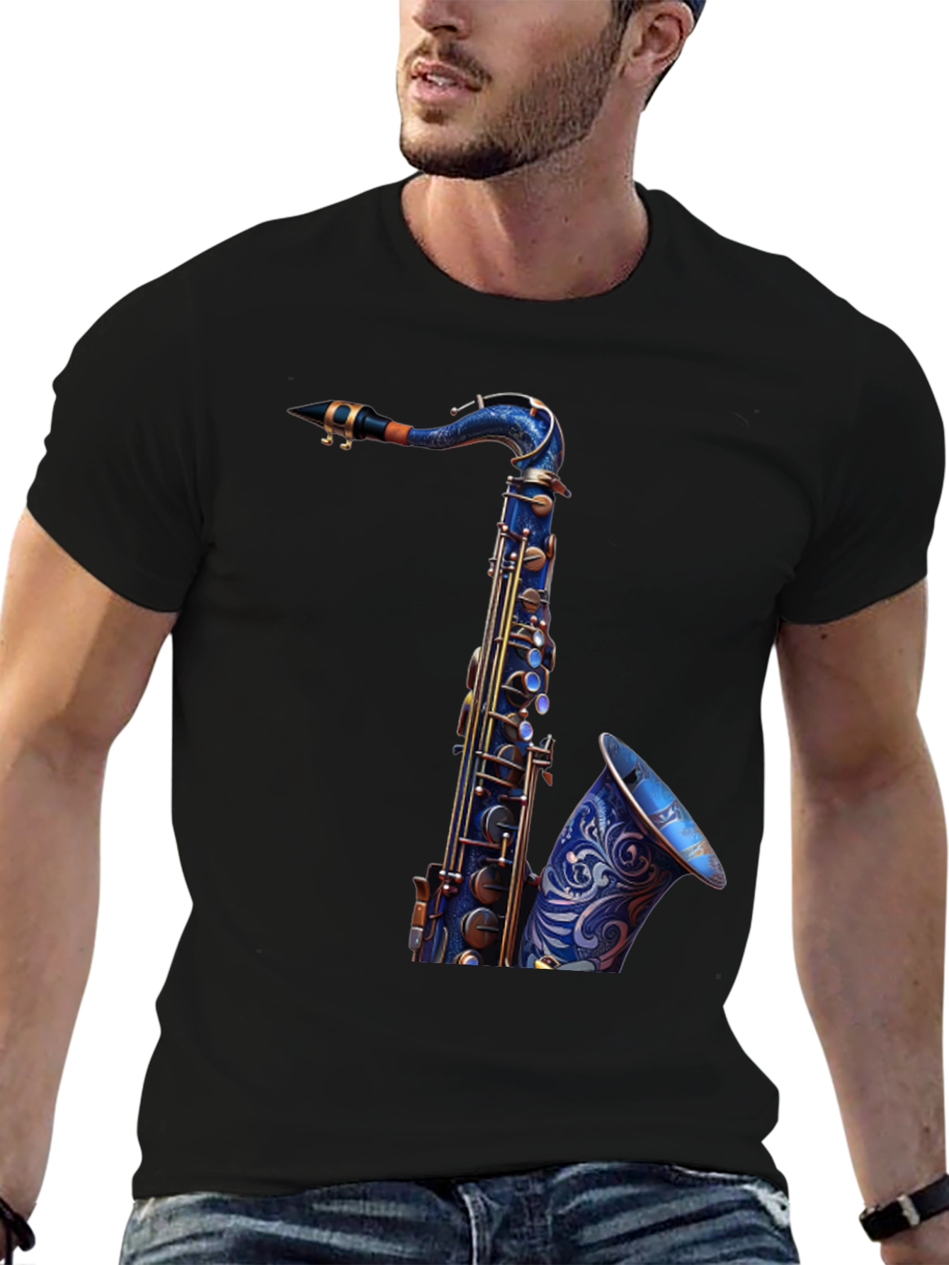 Saxophone Graphic Tee - Cool Musician Shirt