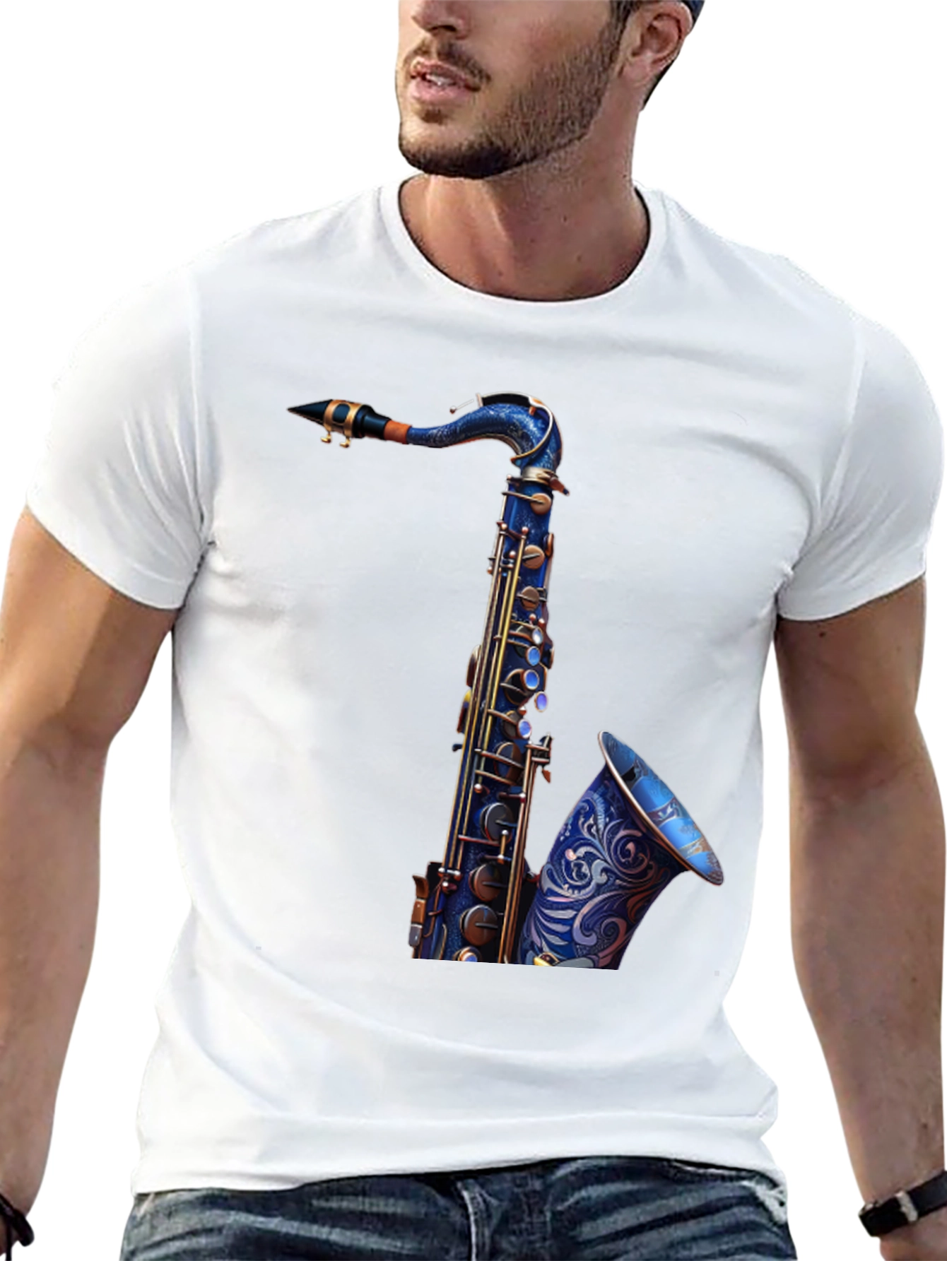 Saxophone Graphic Tee - Cool Musician Shirt