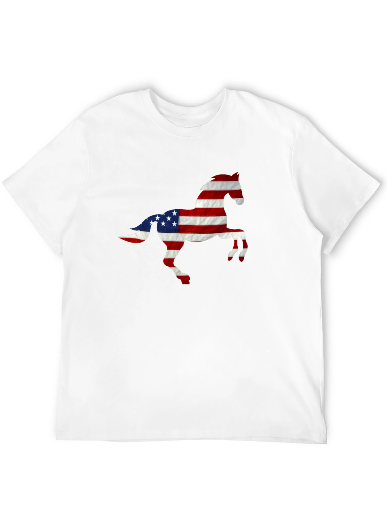 American Flag Horse Graphic Tee - Patriotic Style