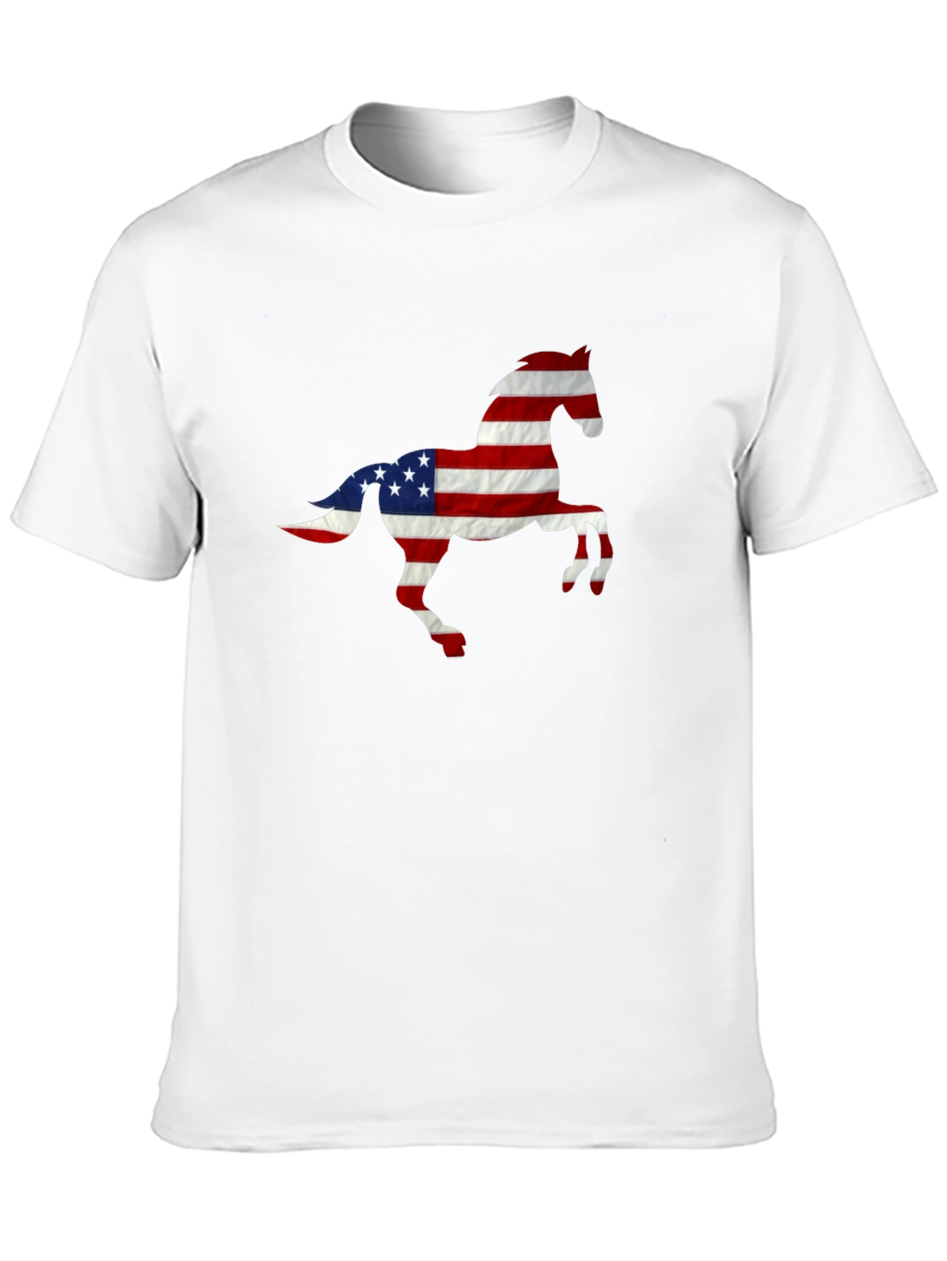 American Flag Horse Graphic Tee - Patriotic Style