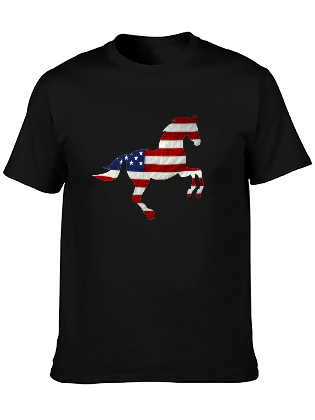 American Flag Horse Graphic Tee - Patriotic Style