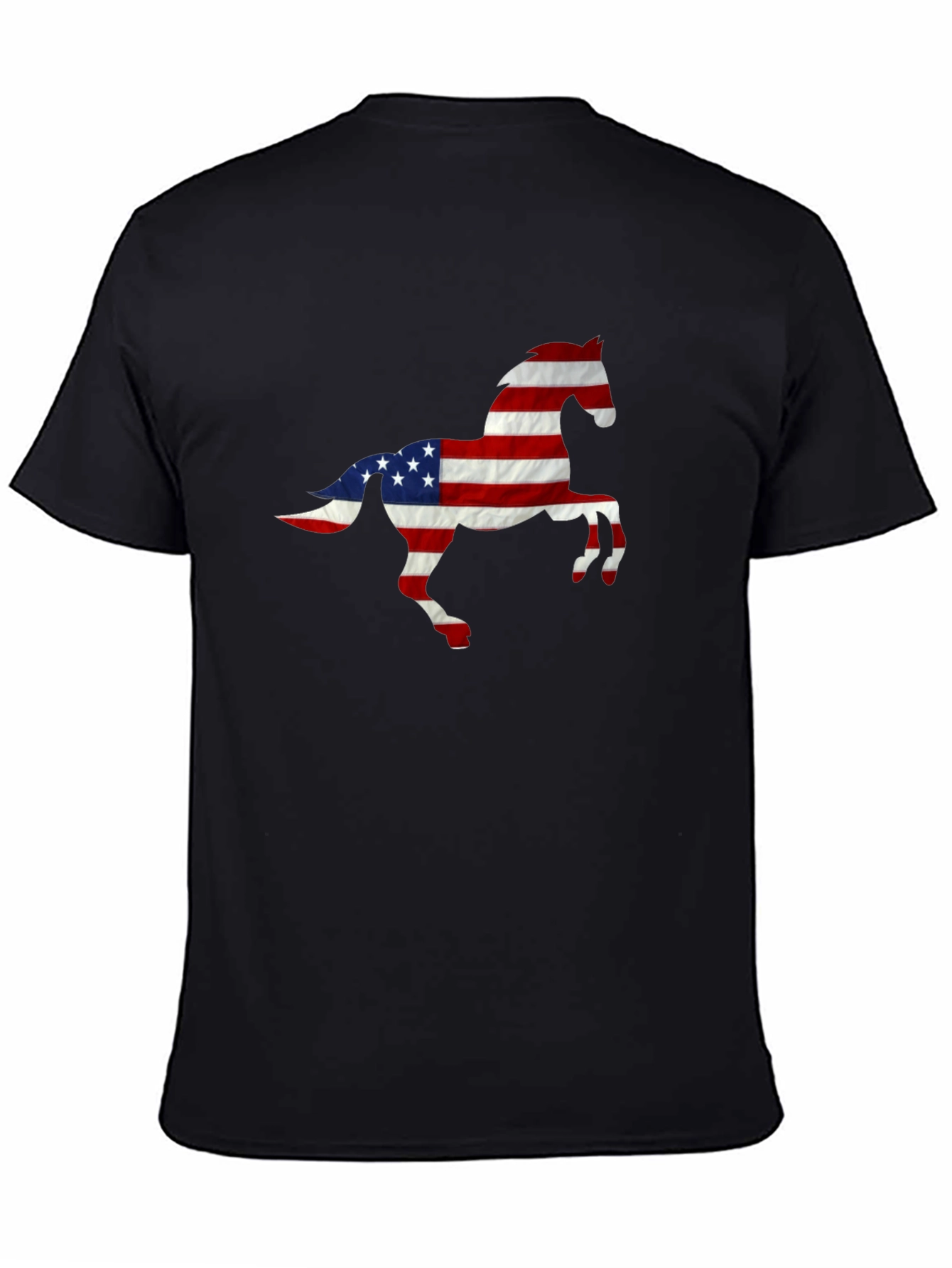 American Flag Horse Graphic Tee - Patriotic Style