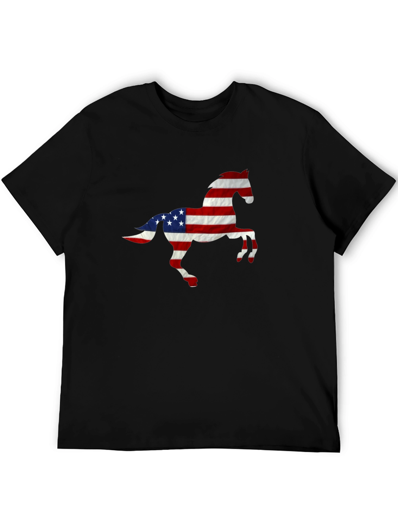 American Flag Horse Graphic Tee - Patriotic Style