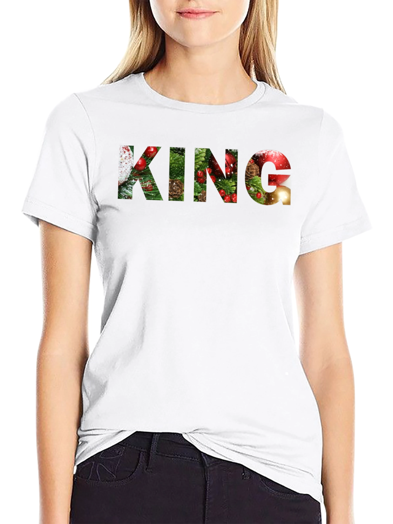 Festive KING Graphic Print Black T-Shirt