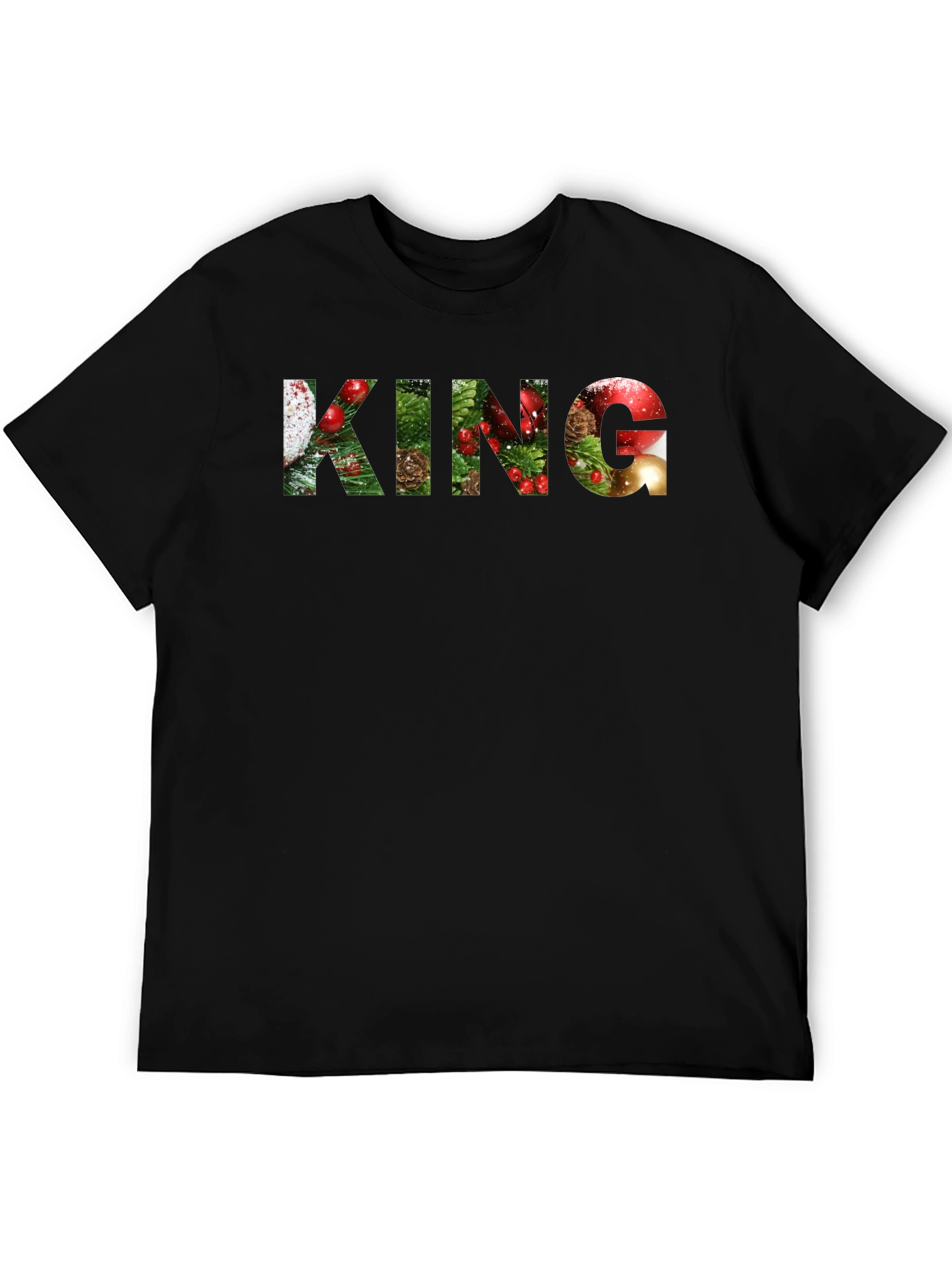 Festive KING Graphic Print Black T-Shirt