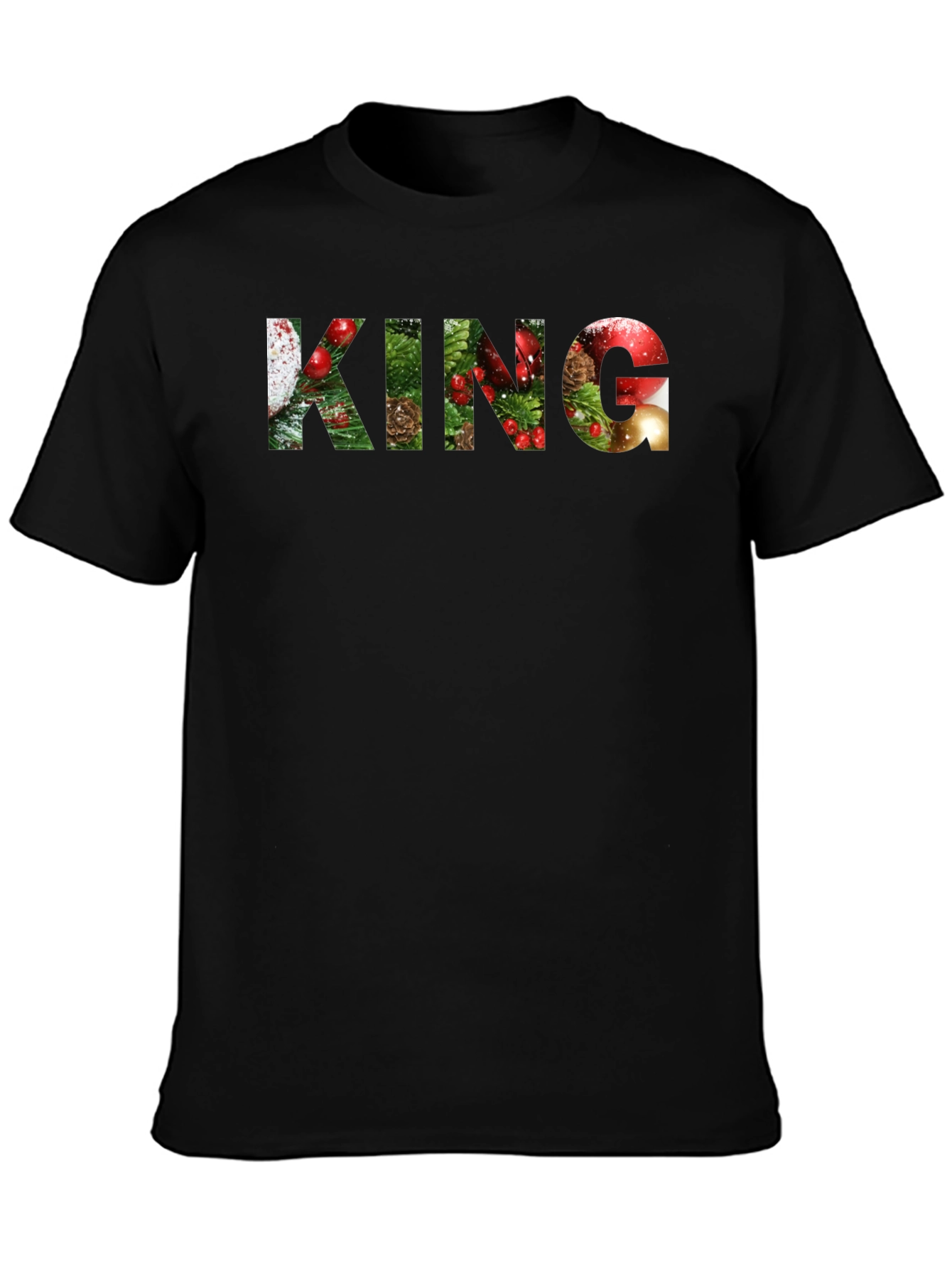 Festive KING Graphic Print Black T-Shirt