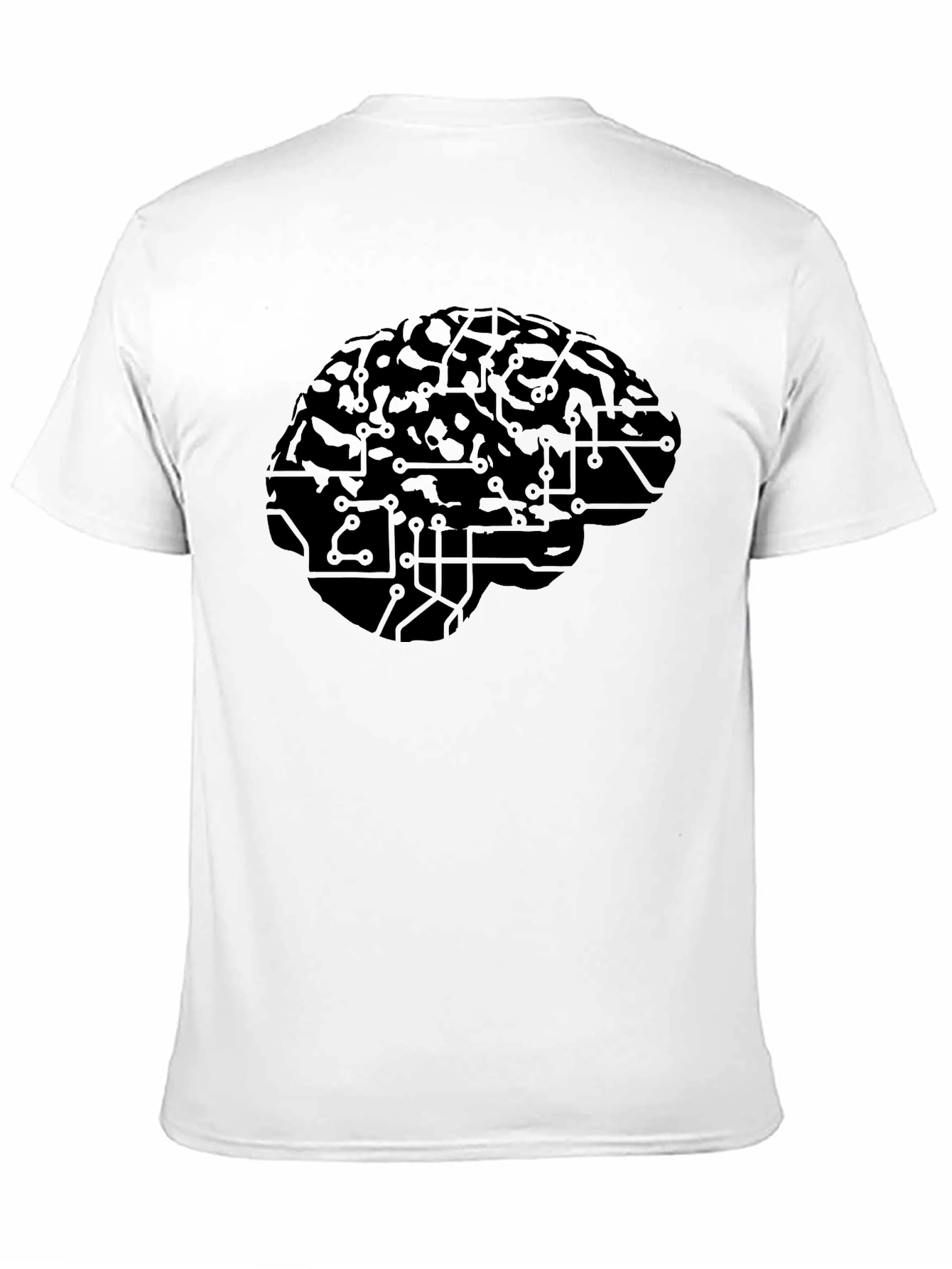 Brain Circuitry Graphic Tee - Black Cotton Casual T-Shirt