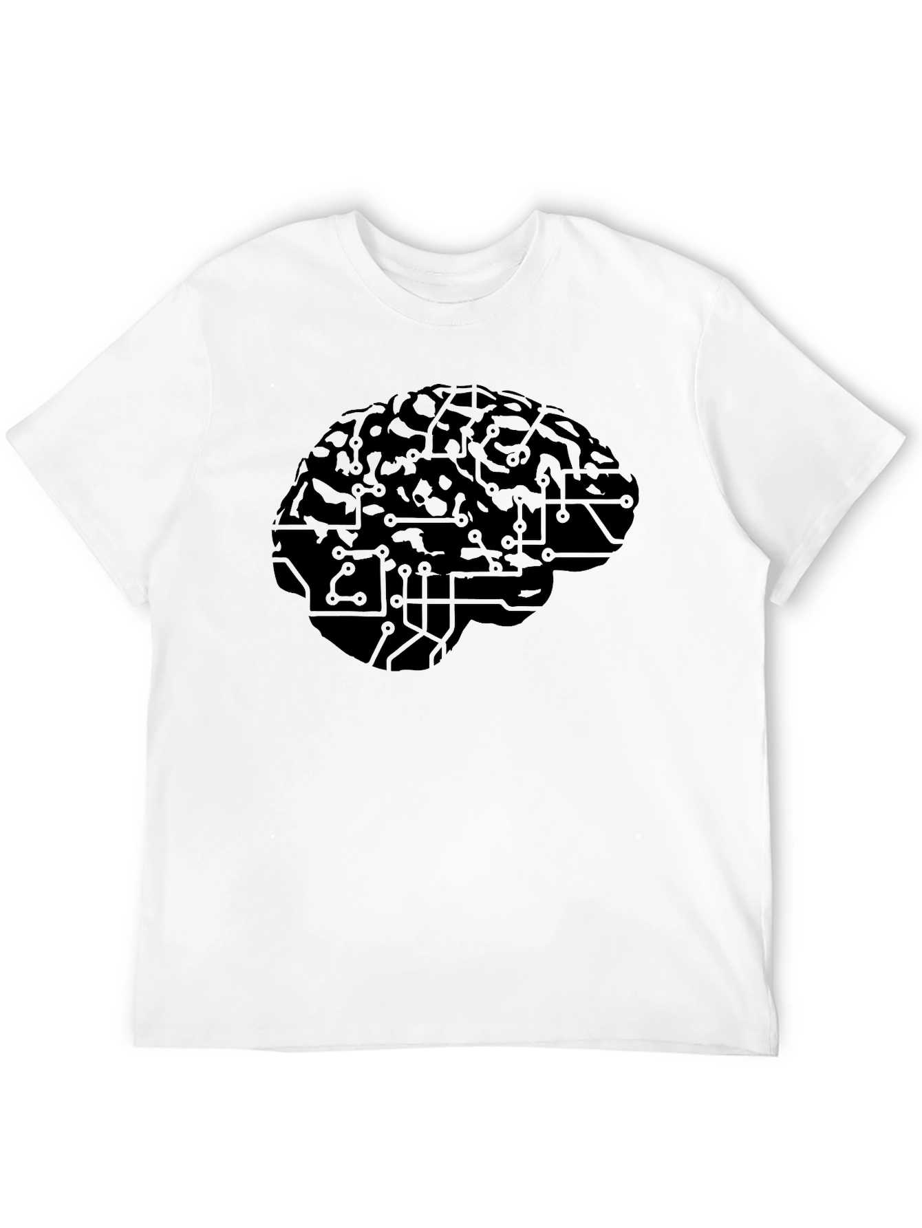 Brain Circuitry Graphic Tee - Black Cotton Casual T-Shirt