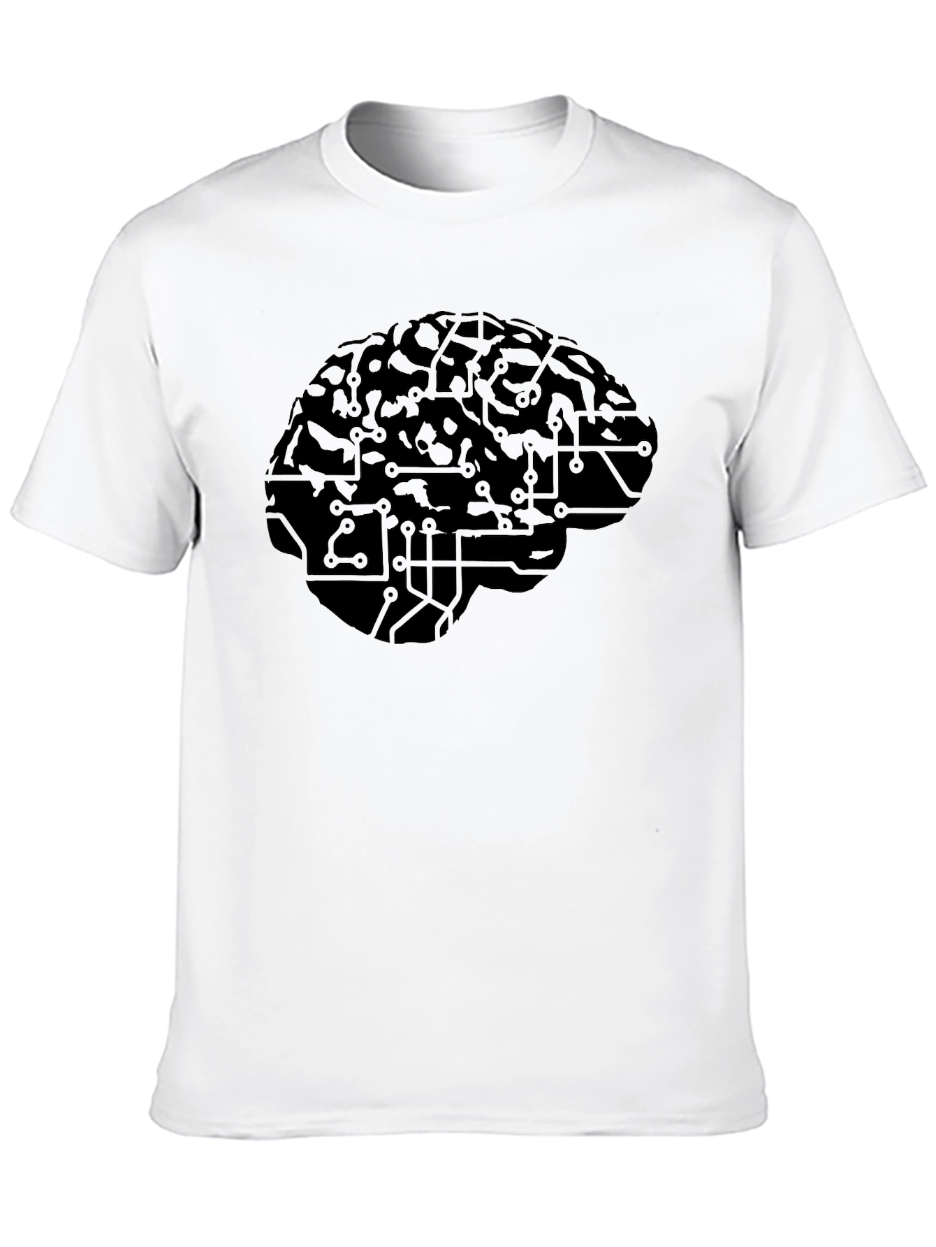 Brain Circuitry Graphic Tee - Black Cotton Casual T-Shirt