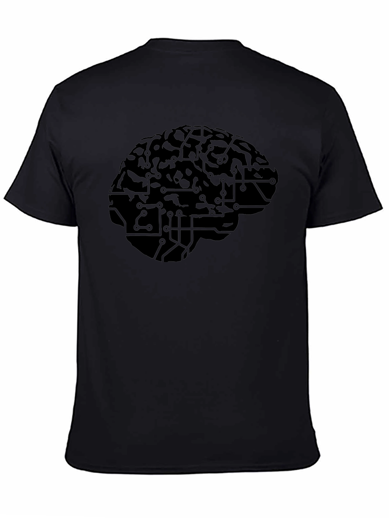 Brain Circuitry Graphic Tee - Black Cotton Casual T-Shirt
