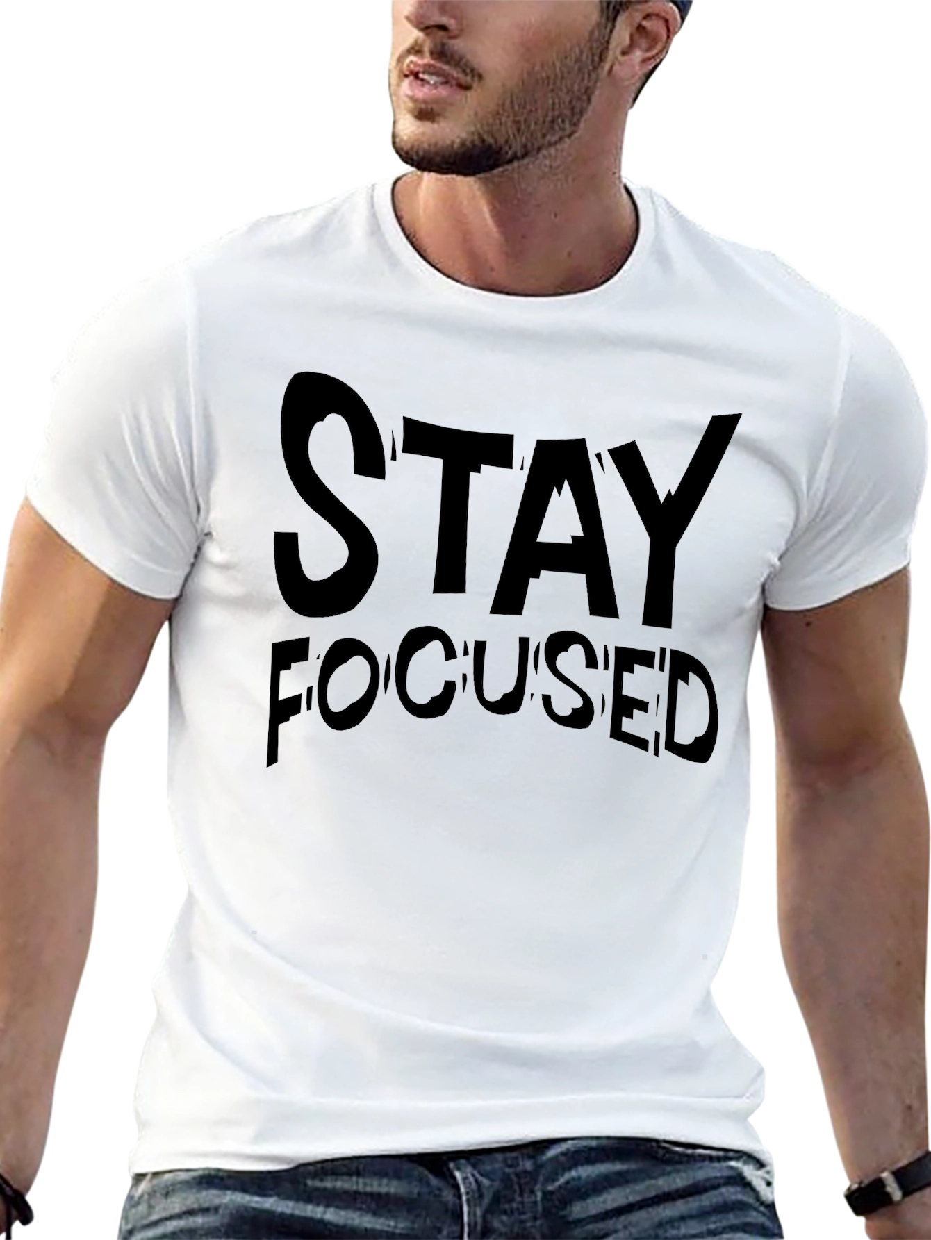Stay Focused Graphic Tee - Black Casual Shirt