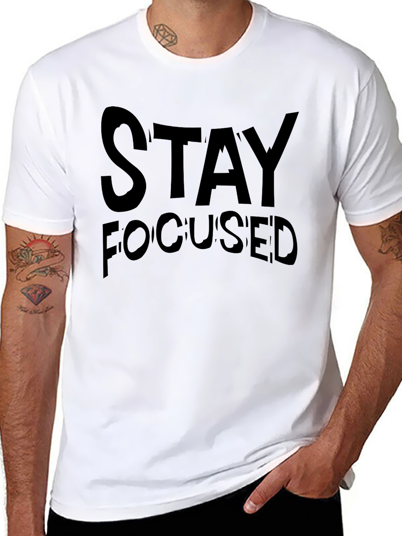 Stay Focused Graphic Tee - Black Casual Shirt