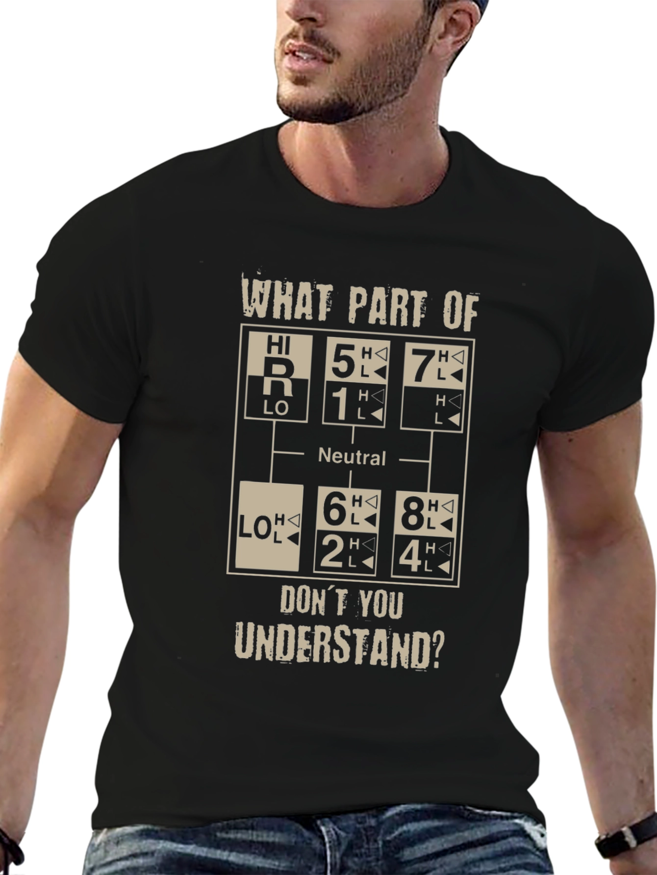 Funny Trucker T-Shirt - Gear Shift Pattern