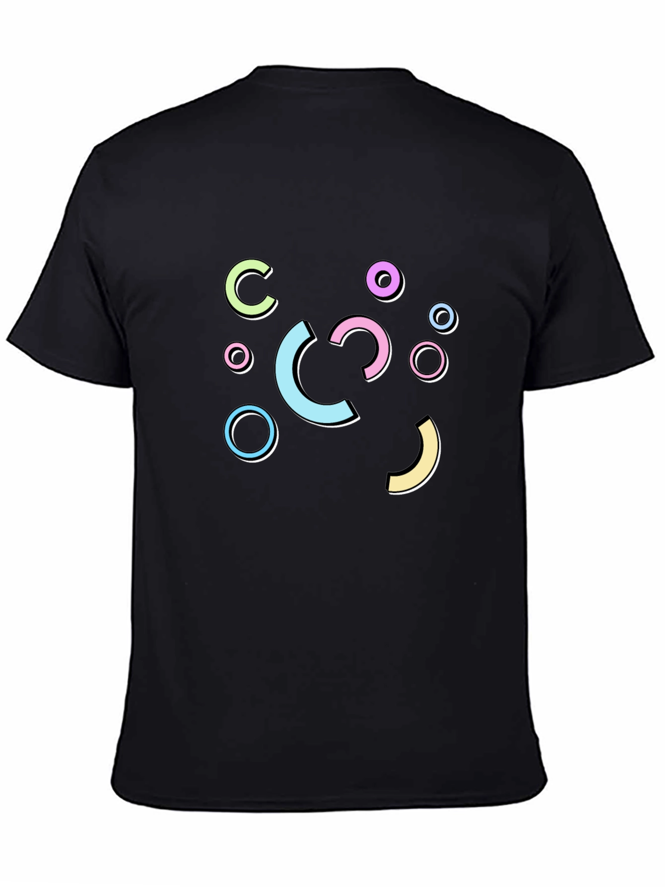 Retro Geometric Graphic Print Black T-Shirt